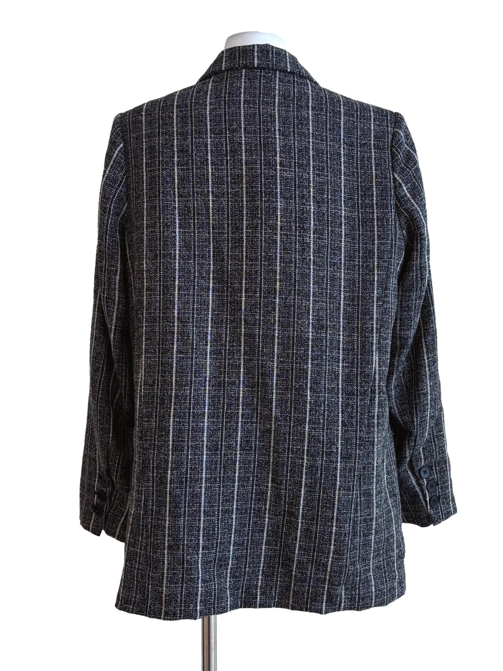 Abbey Grey One Button Striped Blazer - Image 2