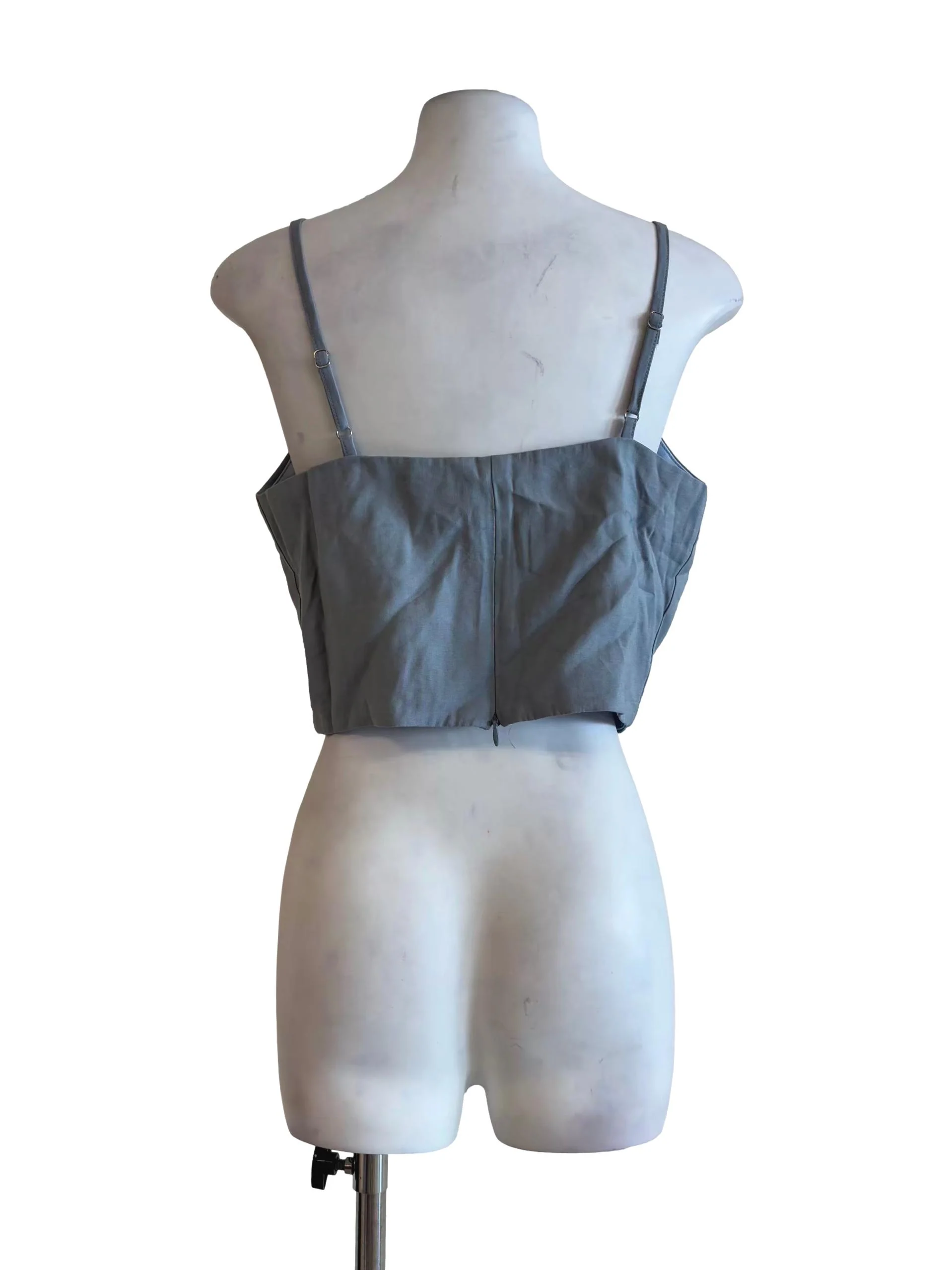 Aegean Blue Buttoned Linen Camisole - Image 2