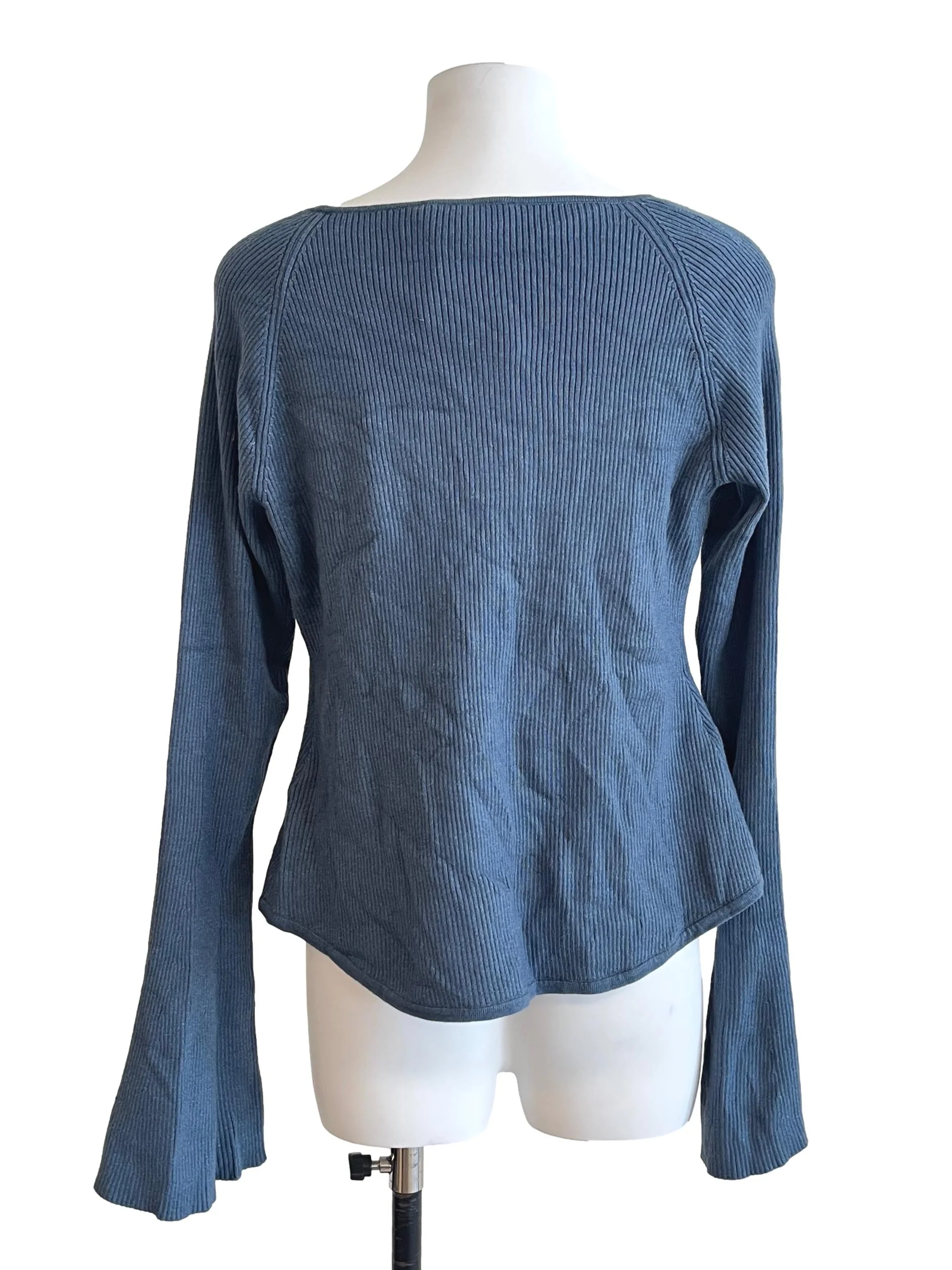 Aegean Blue Queen Anne Long Sleeve Top LB - Image 2