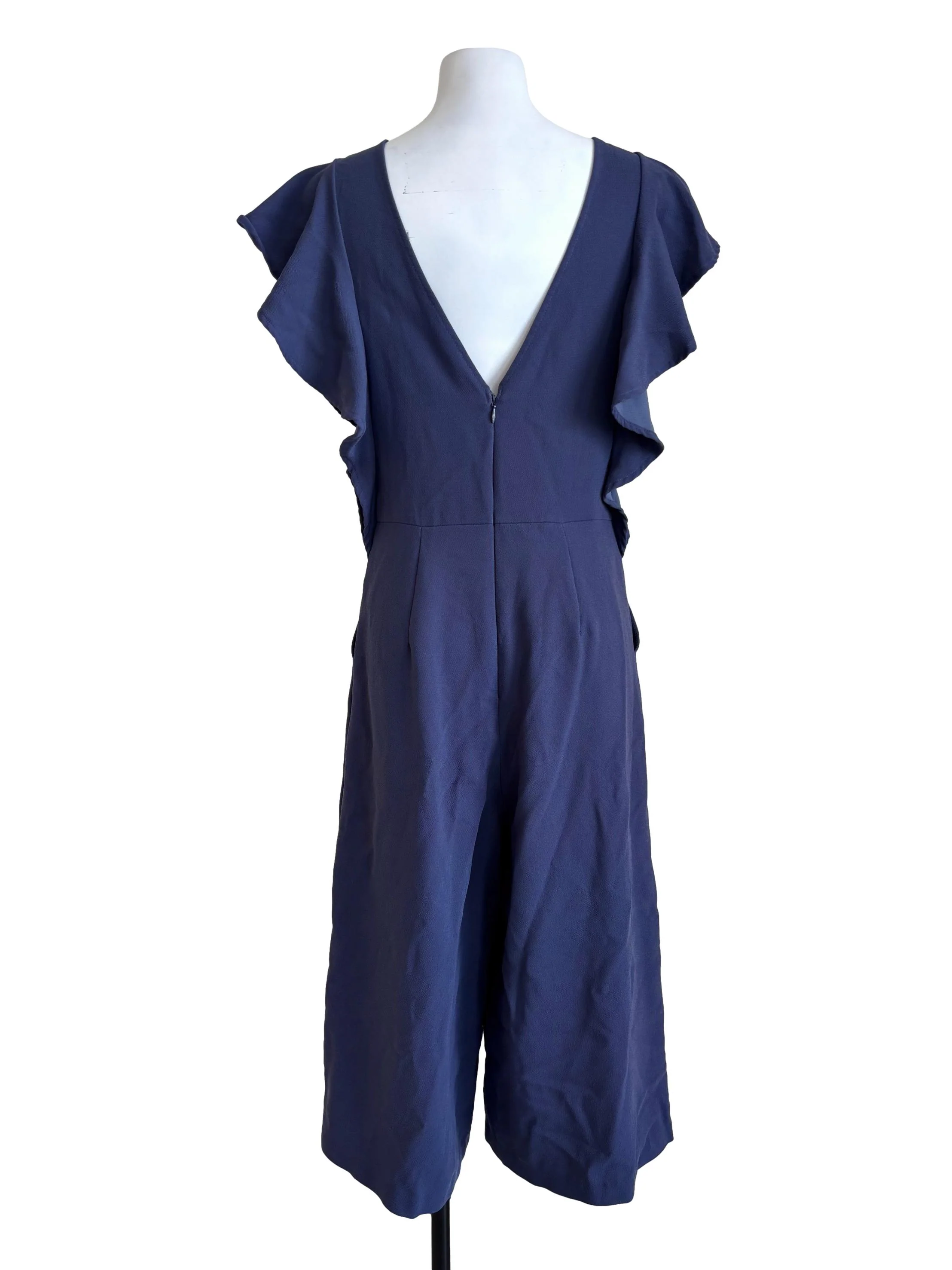 Aegean Blue V-Neck Ruffle Jumpsuit - Image 2