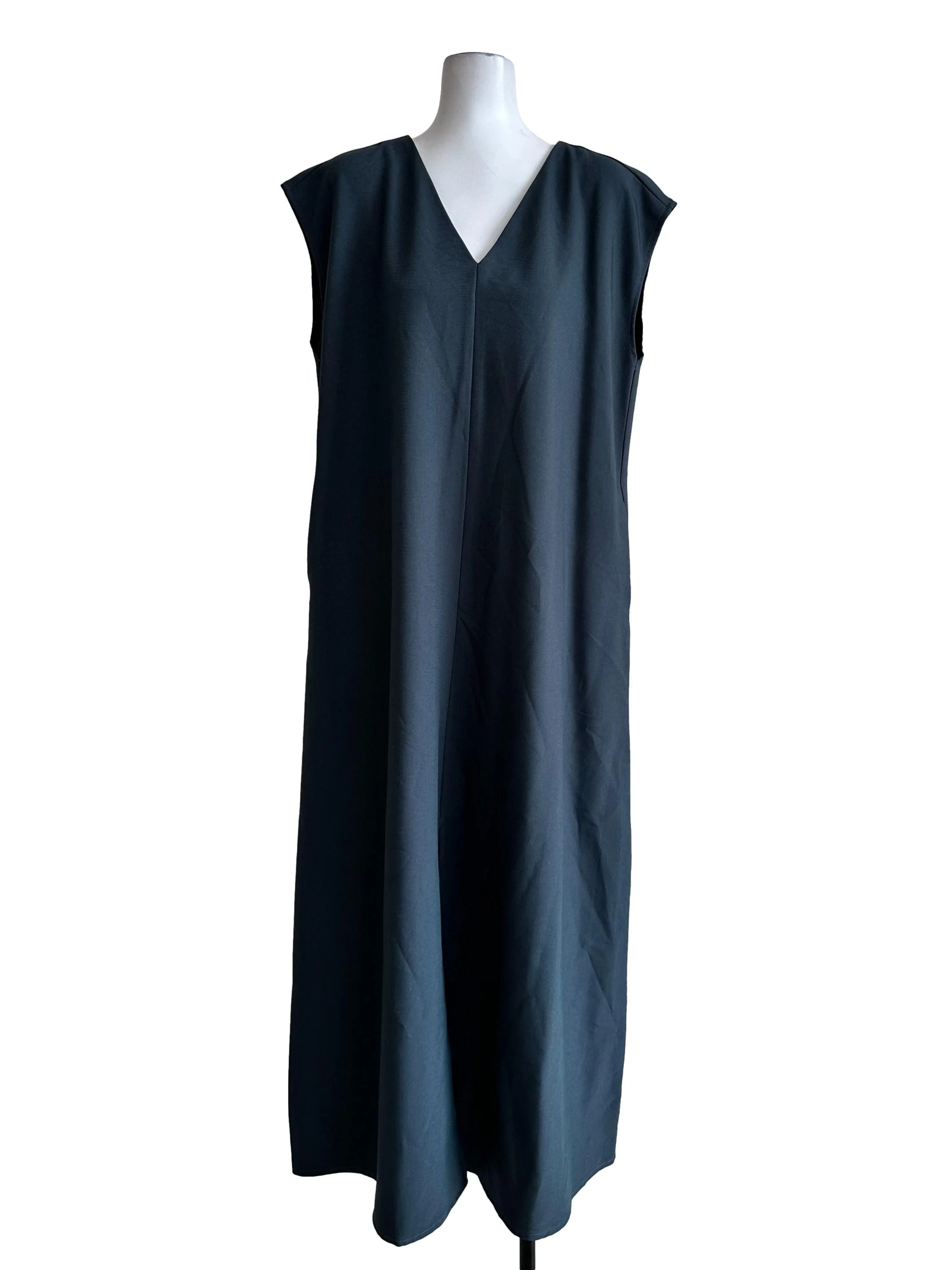 Aegean Blue V Neckline Slit Dress