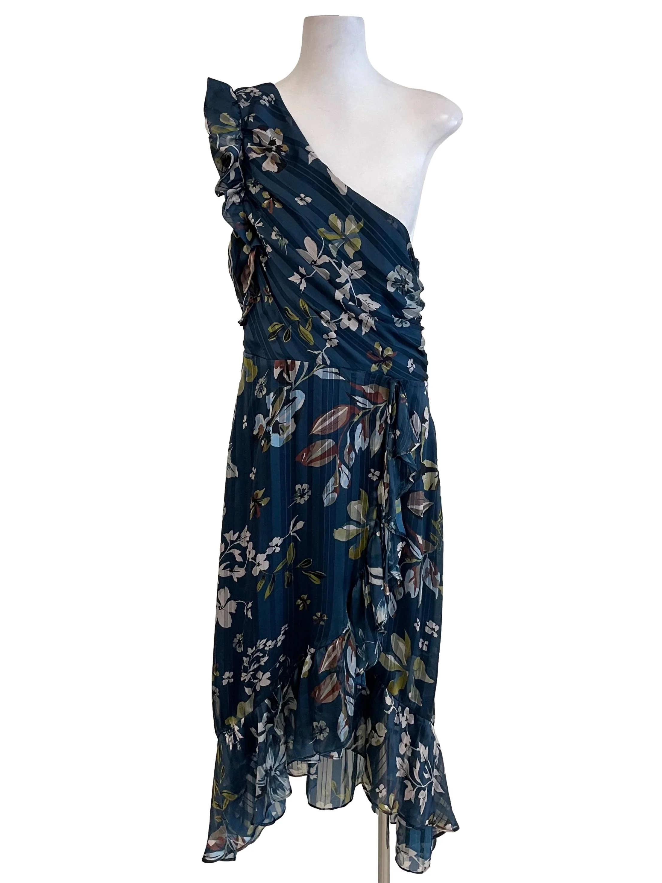 Aegean Floral Asymmetric Chiffon Dress