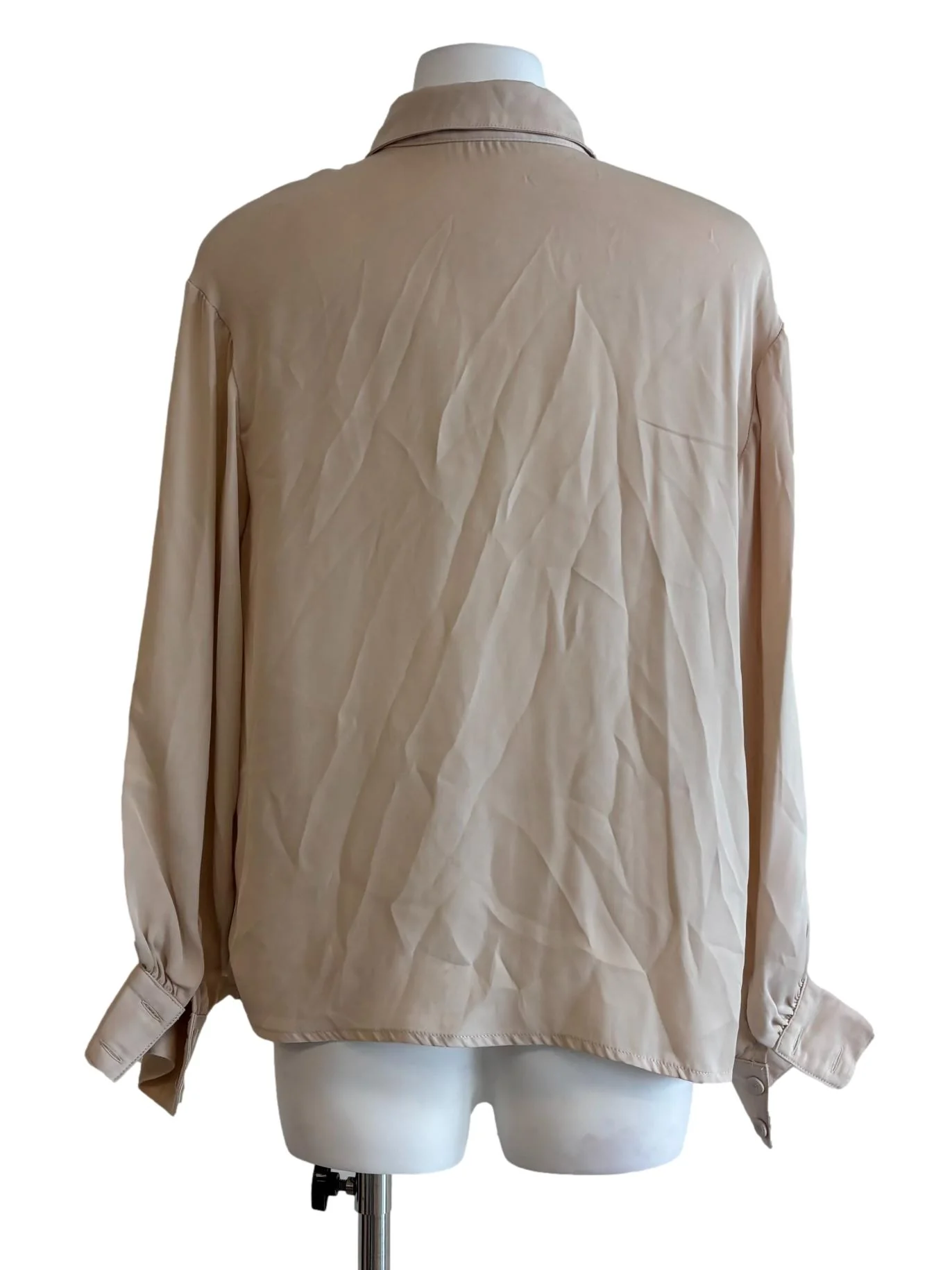 Almond Beige Flowy Button Shirt - Image 2