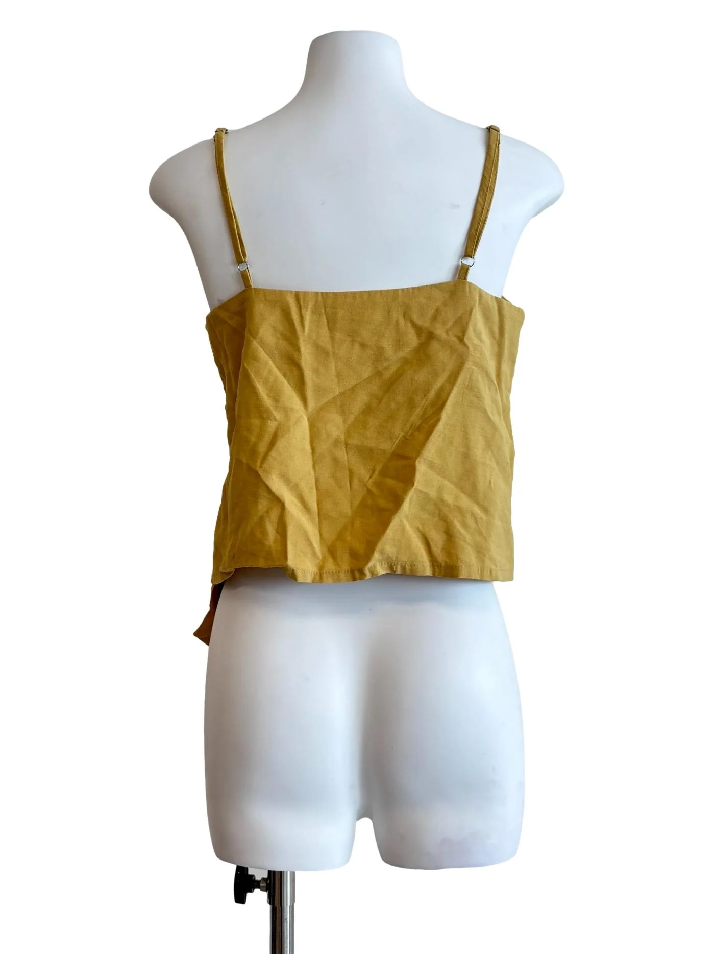 Amber Yellow Spaghetti Strap Asymmetrical Top - Image 2