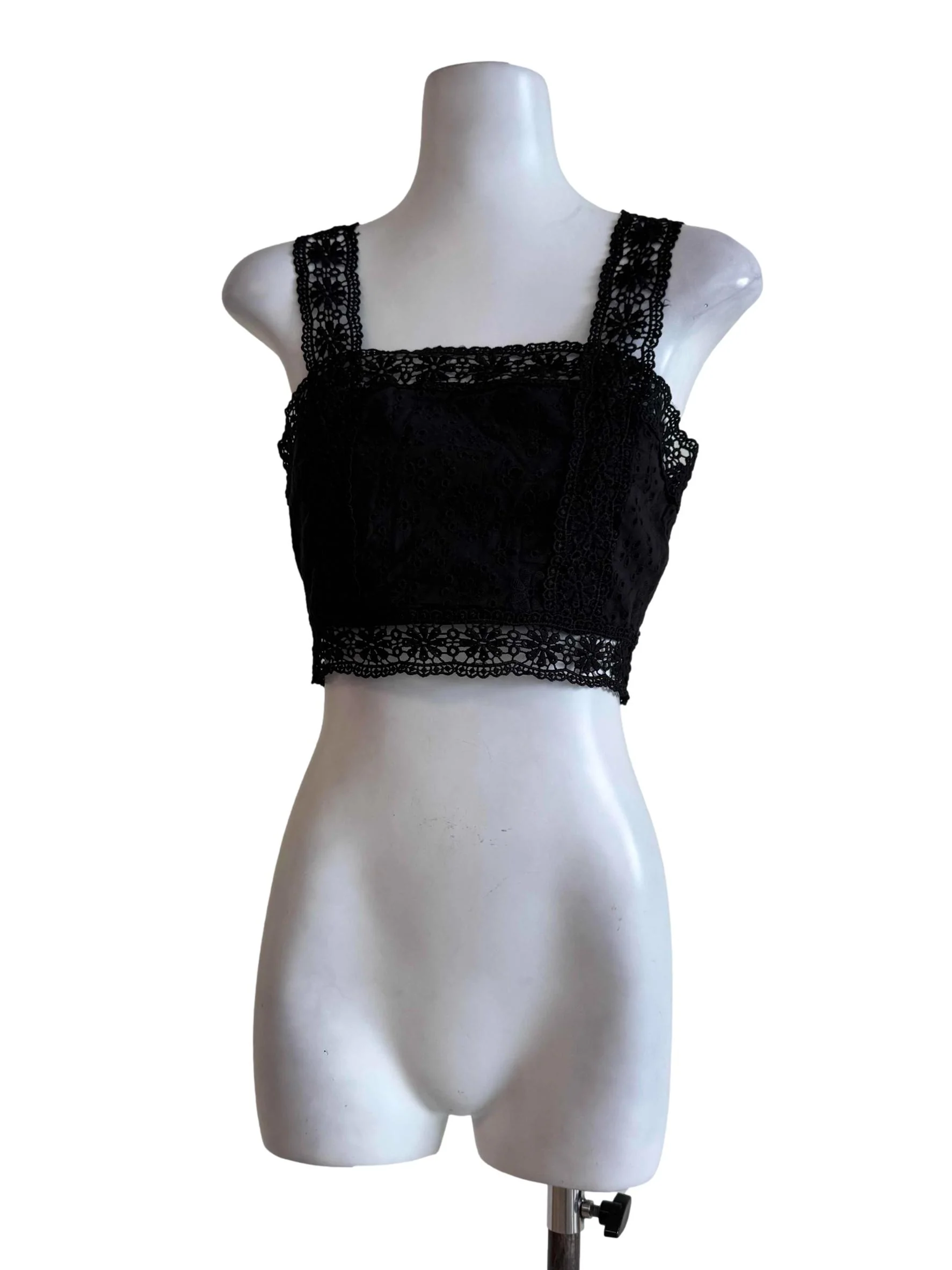 Anchor Black Eyelet Crop Top