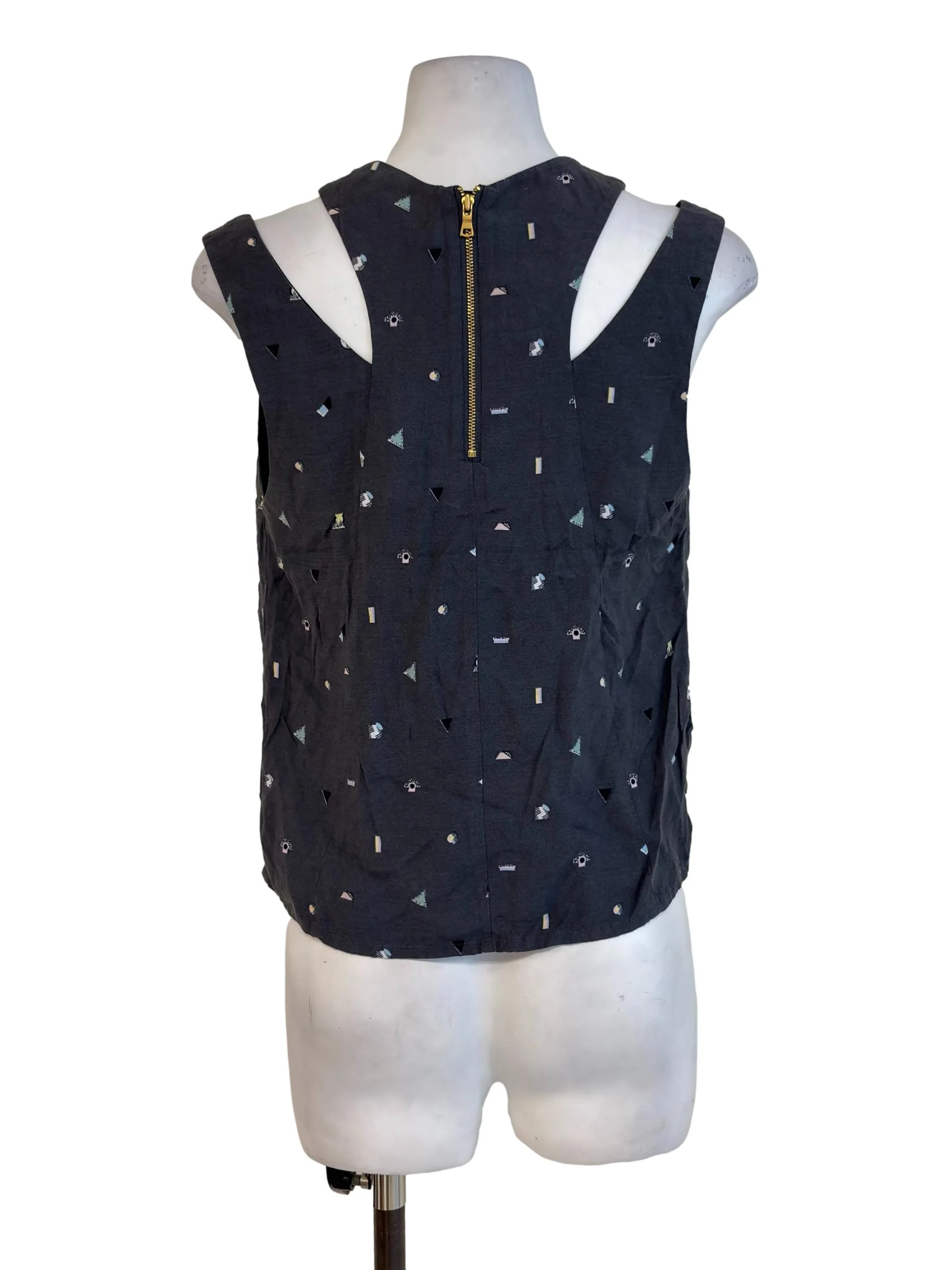 Anchor Grey Print Asymmetric Neckline Tank Top - Image 2