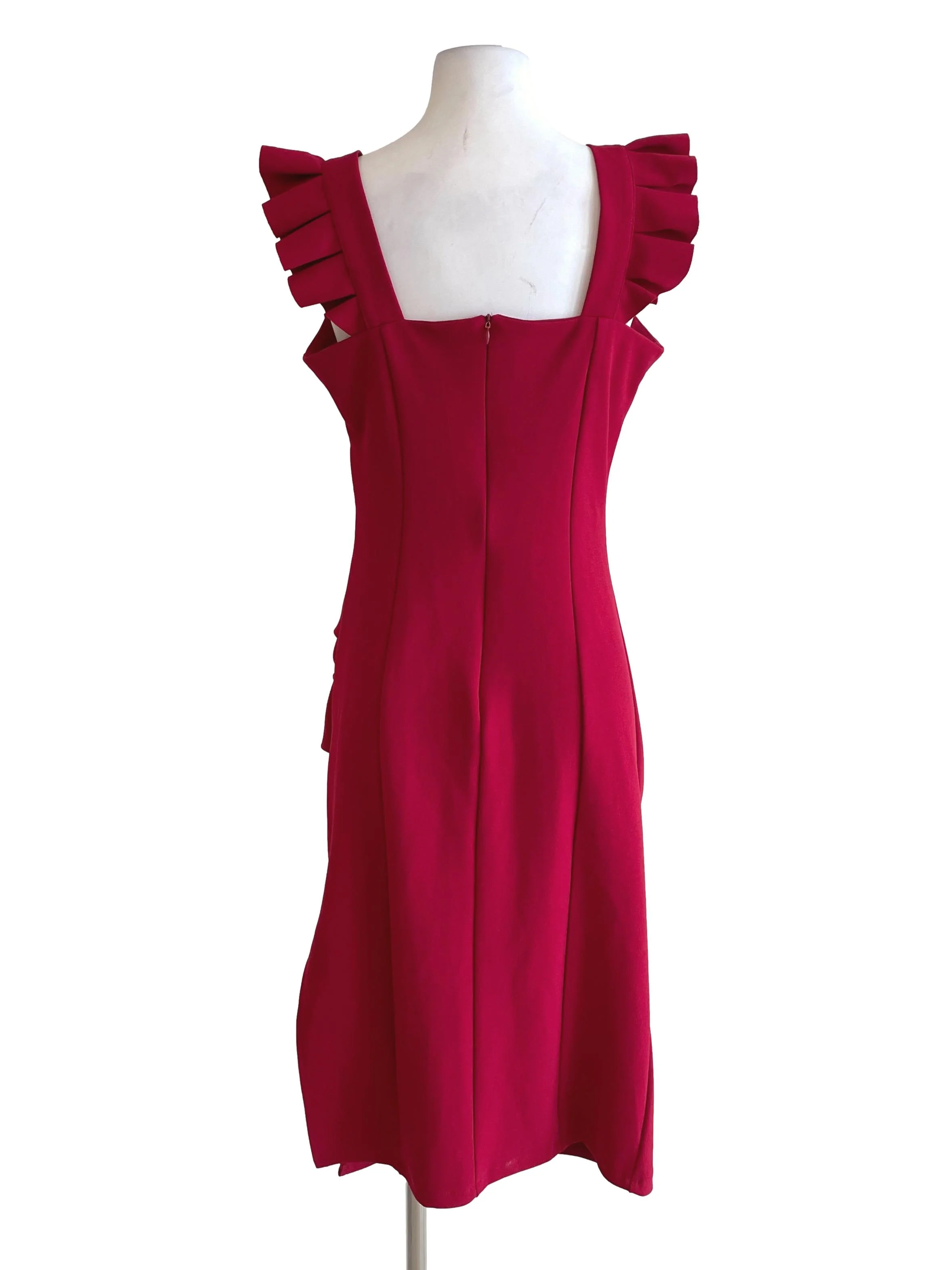 Apple Red Draped Bodycon Dress - Image 2