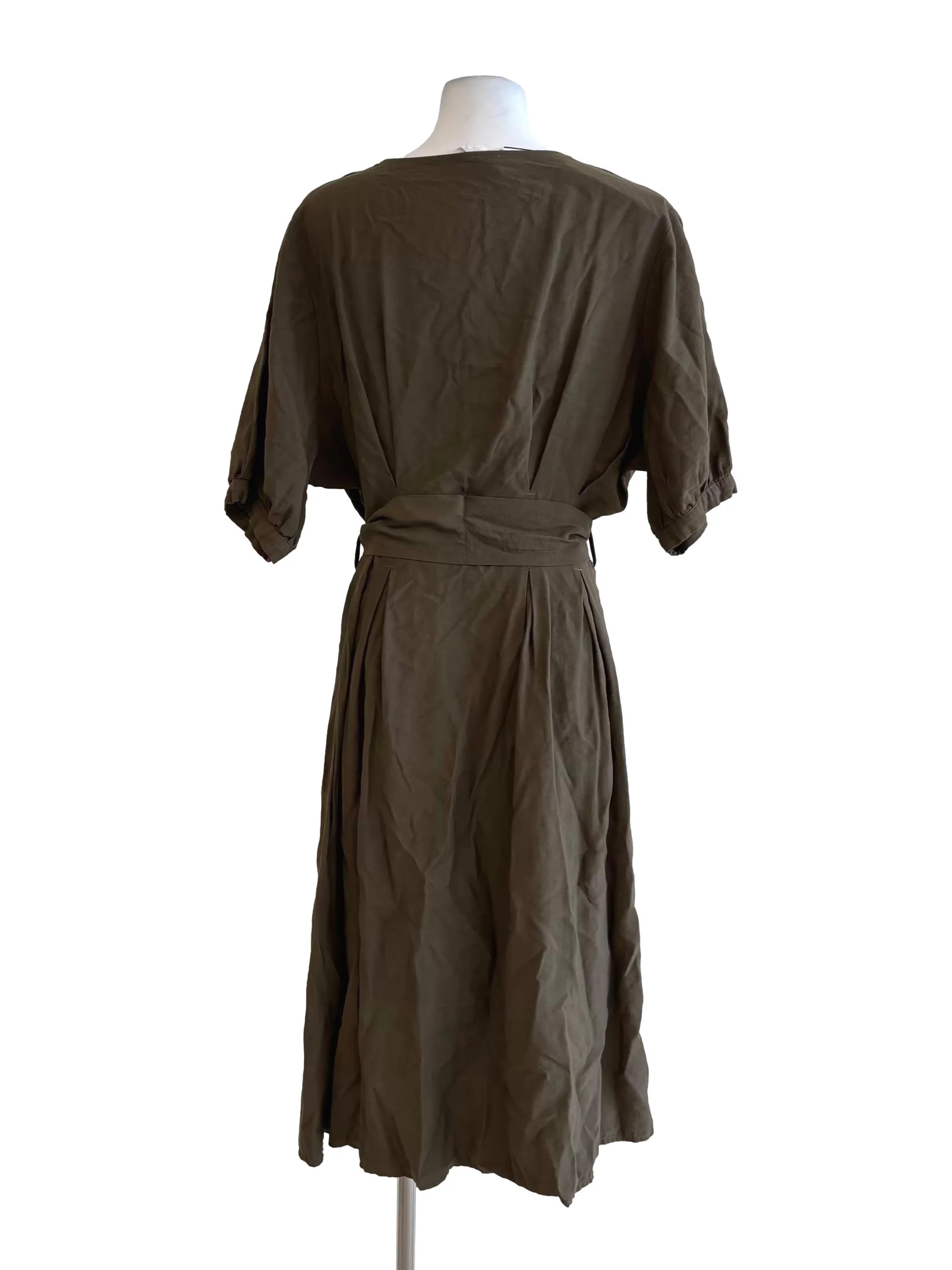 Army Green Buttoned Straight Dress - Image 2