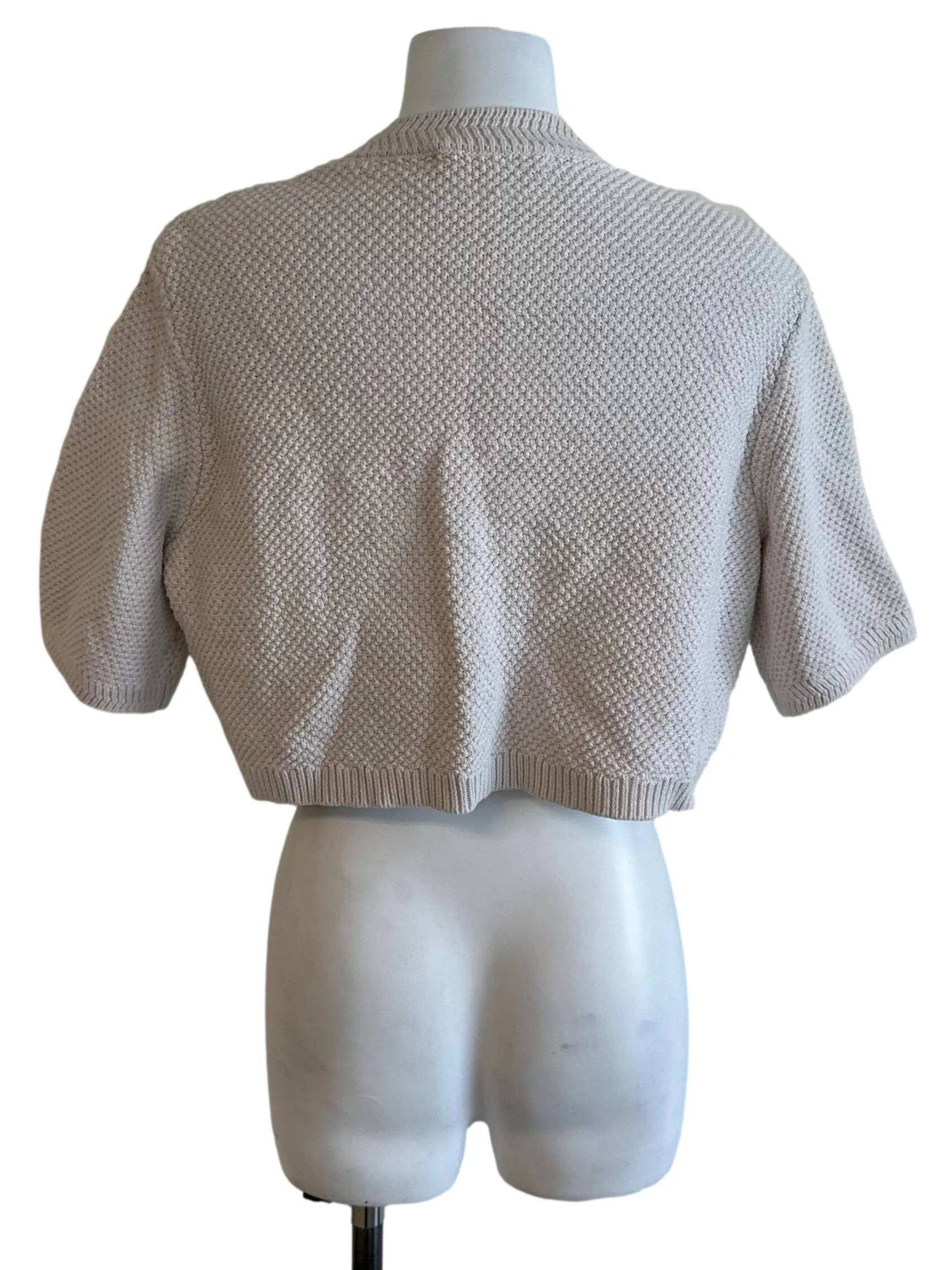 Ash Beige Knit Button Top - Image 2