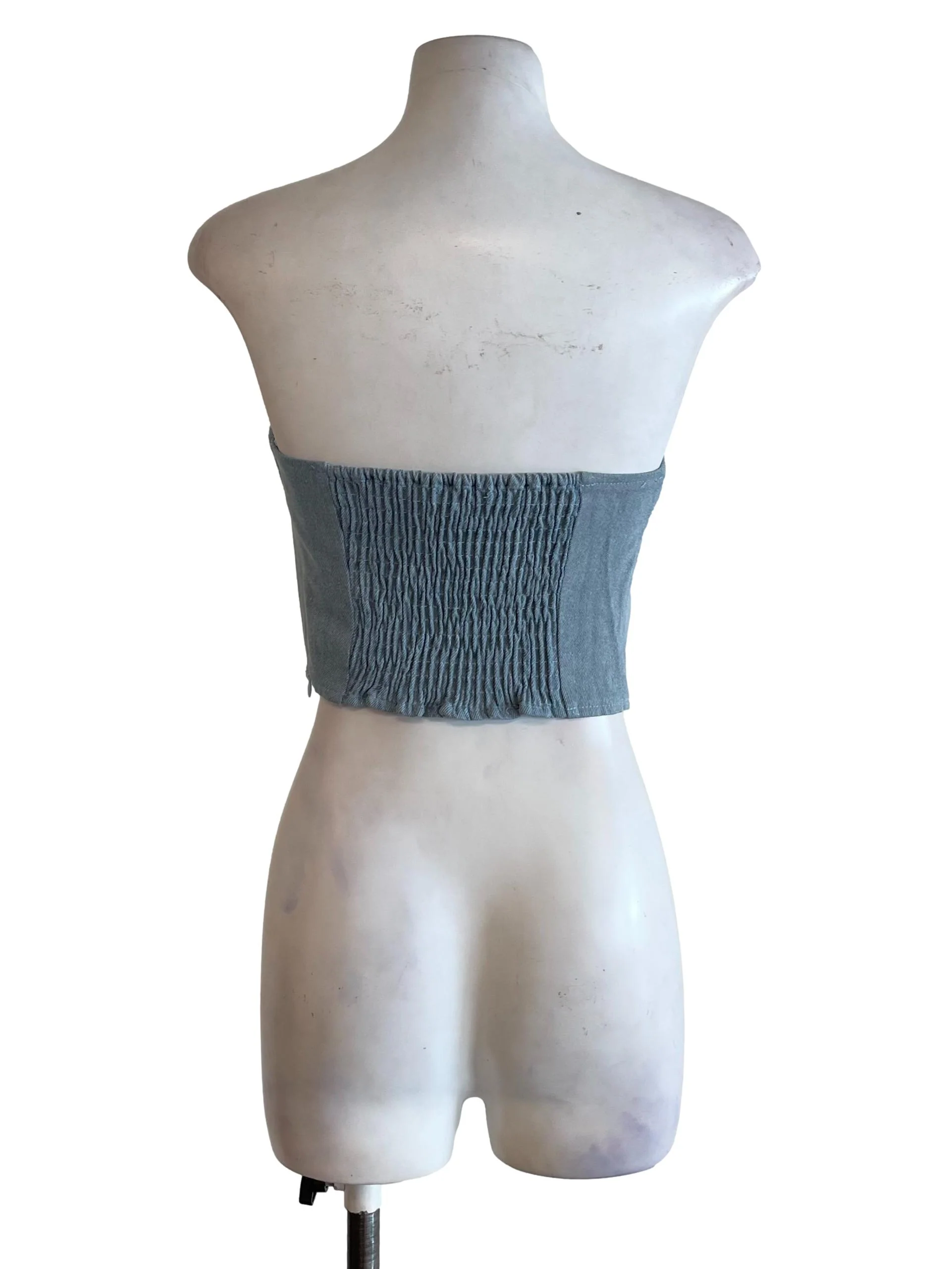 Ash Blue Denim Bow Tube Top - Image 2