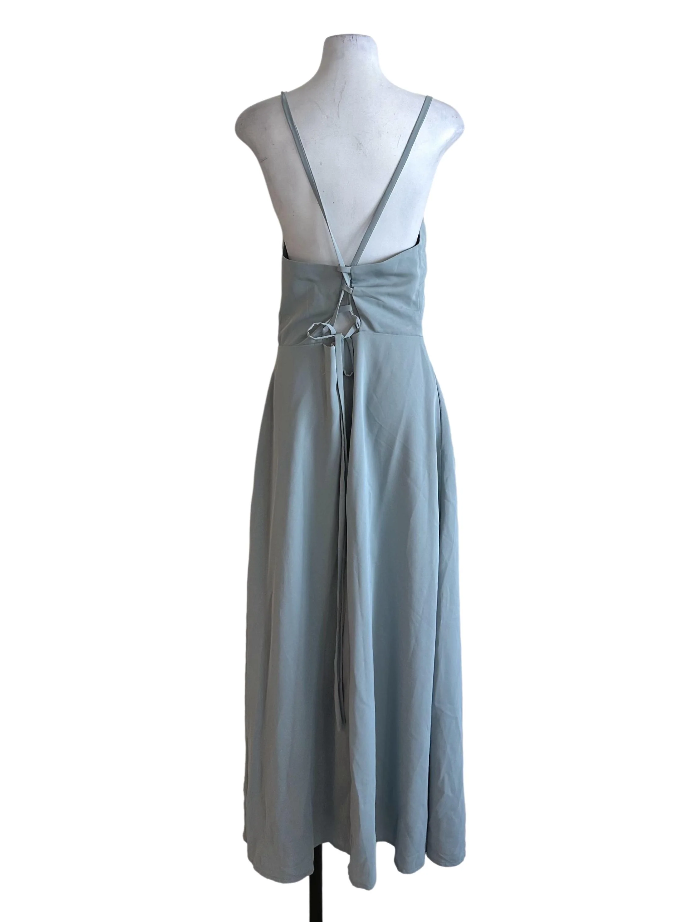 Ash Blue Slip Backless Dress - Image 2