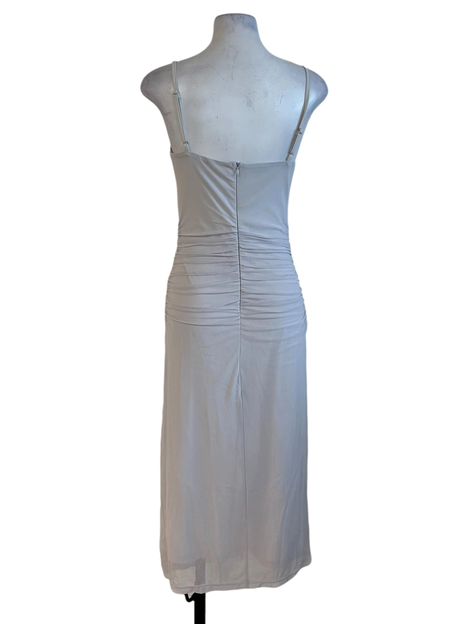Ash Grey Cowl Neck Drape Slit Dress - Image 2