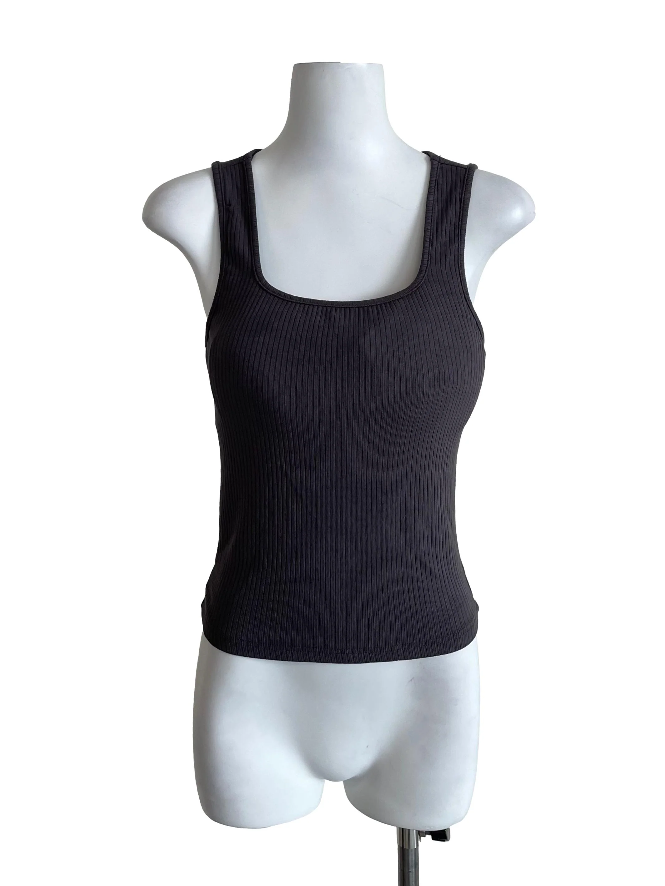 Ash Grey Ribbed Tank Top