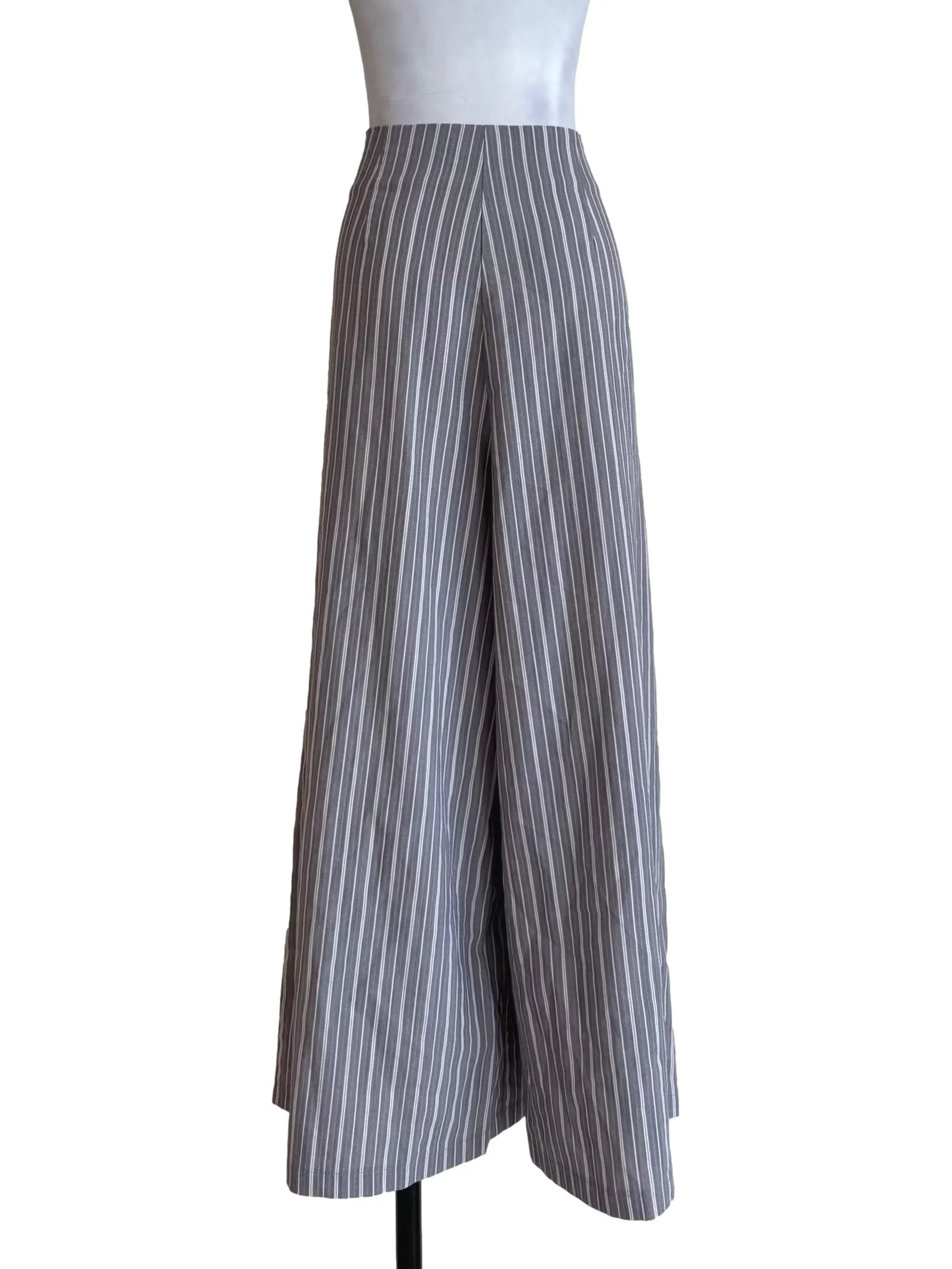 Ash Grey Stripes Side Button Pants - Image 2