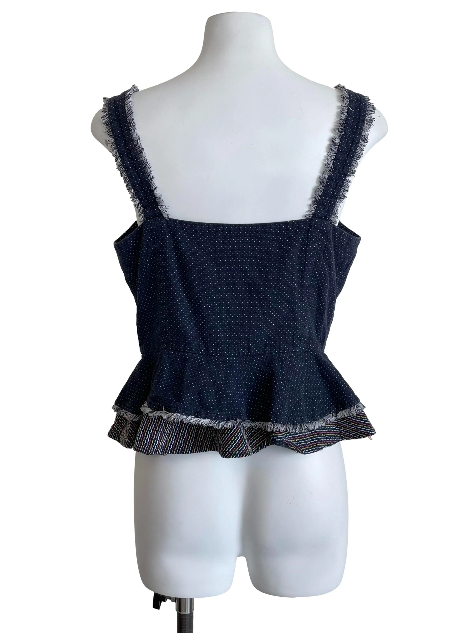 Ash Navy Polka Dots Fuzzy Peplum Top - Image 2
