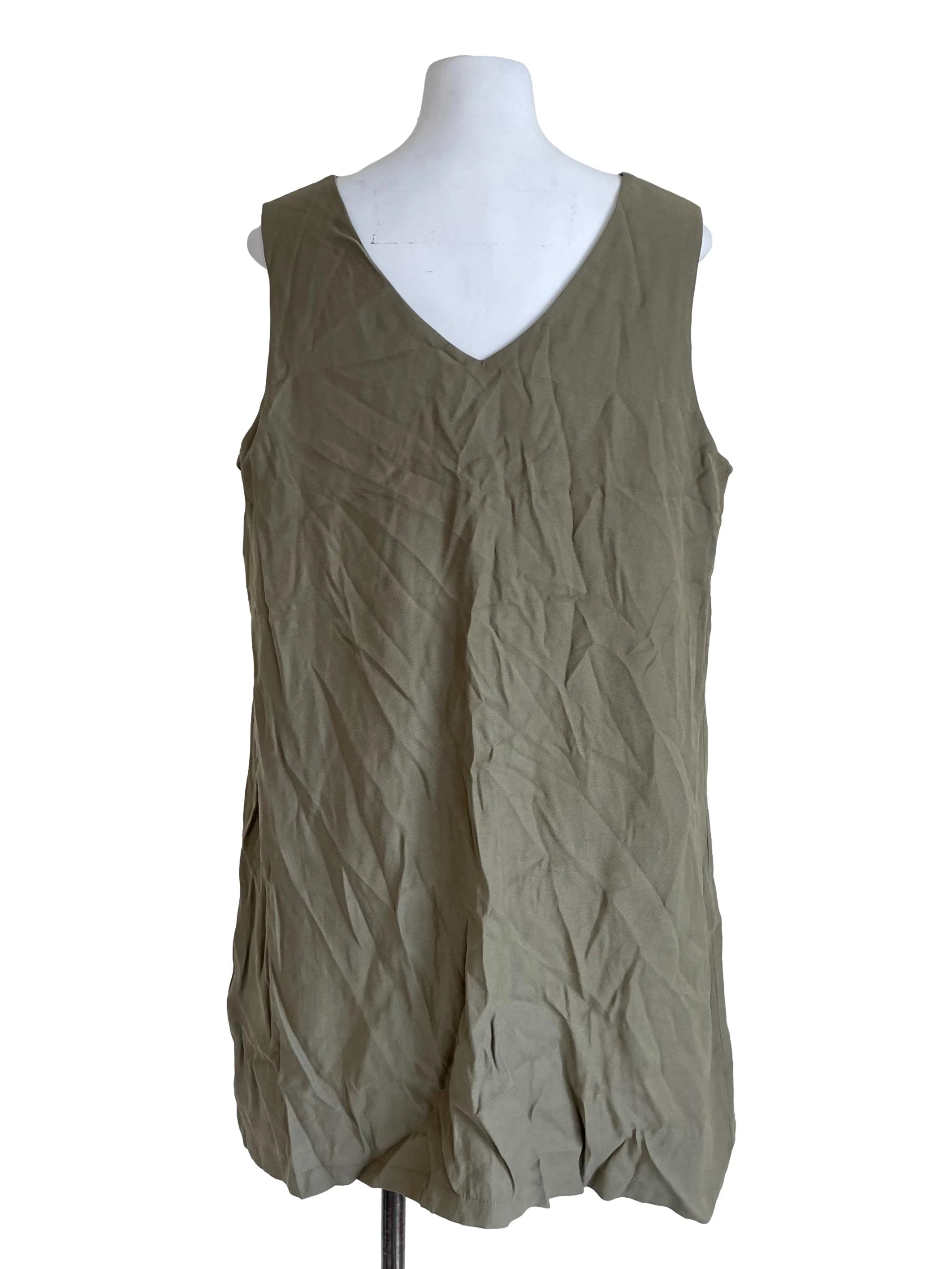Ash Olive Button Down Sleeveless Dress - Image 2