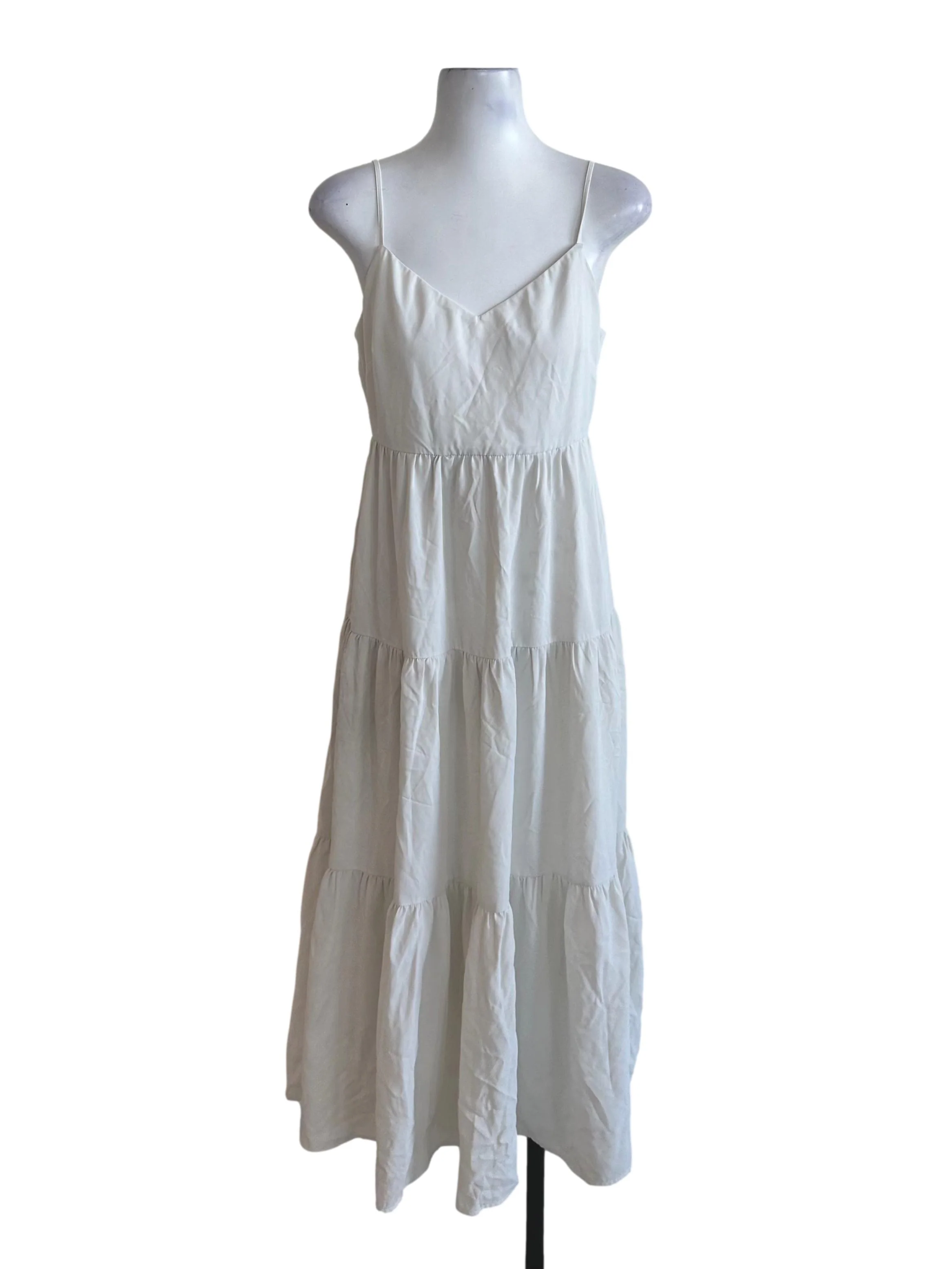 Ash White V Neck Tiered Dress