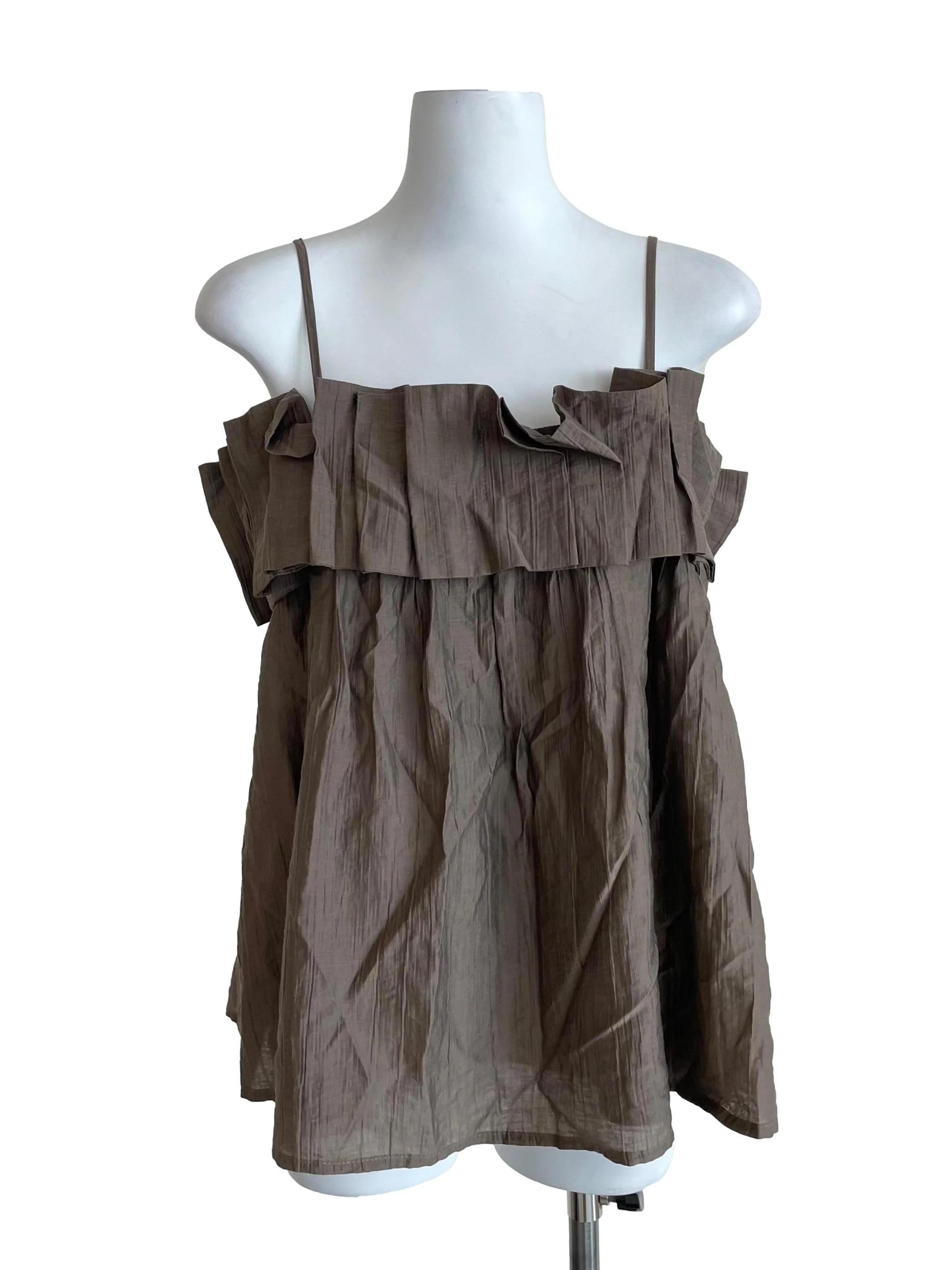Ash Wood Pleated Loose Camisole