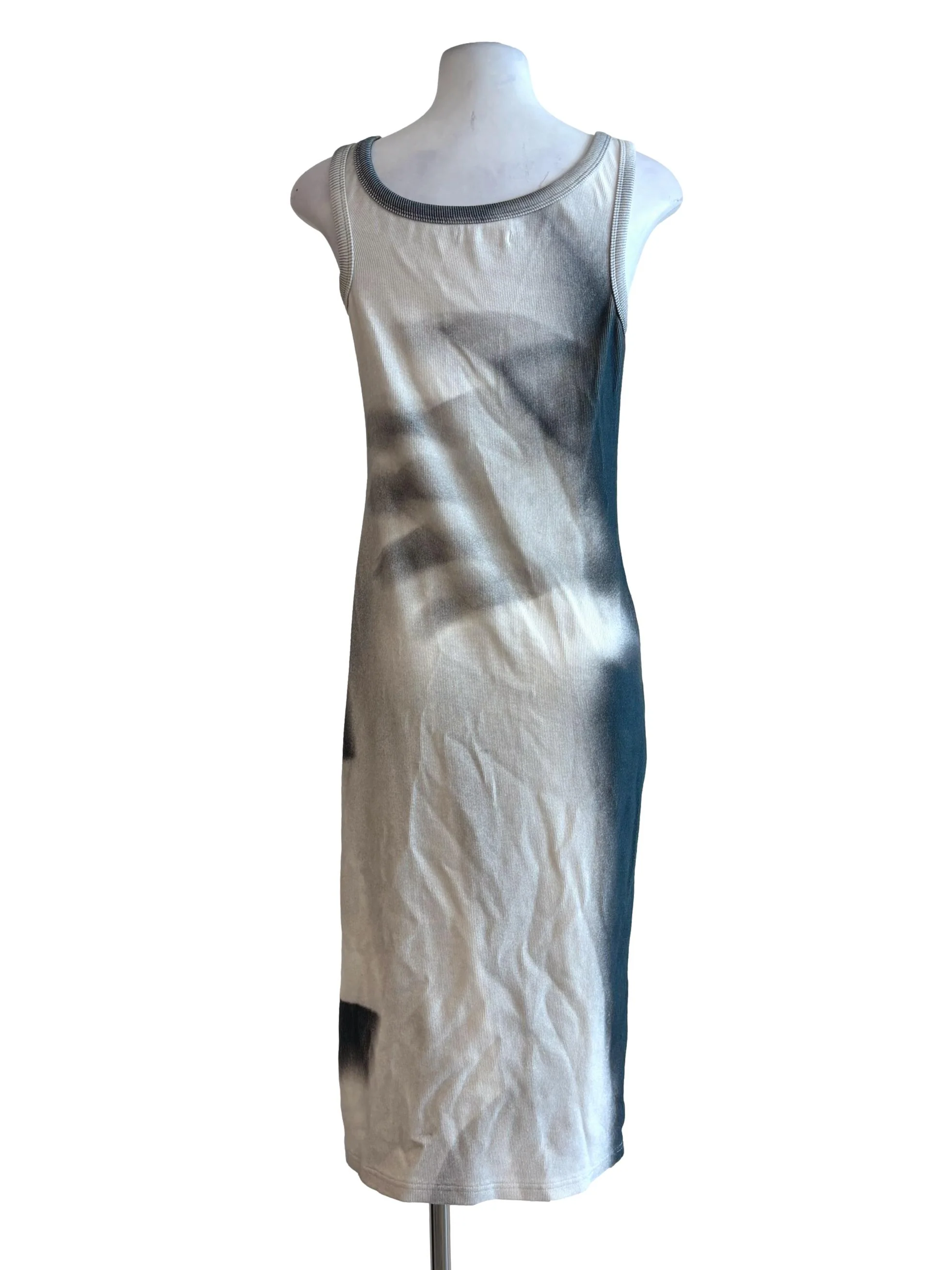 Ashy White Grey Print Cotton Bodycon Dress - Image 2