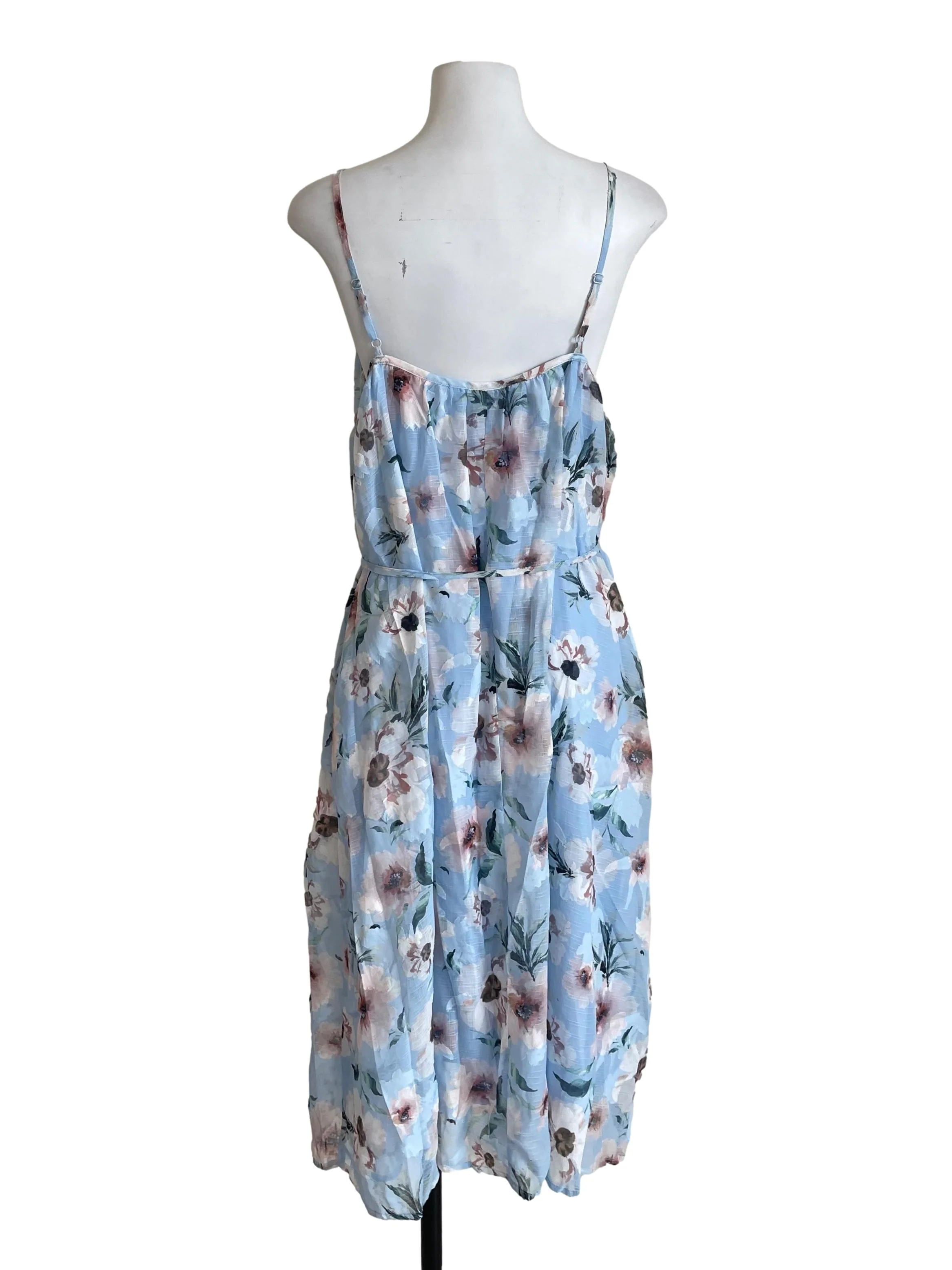 Baby Blue Floral Chiffon Flowy Dress - Image 2