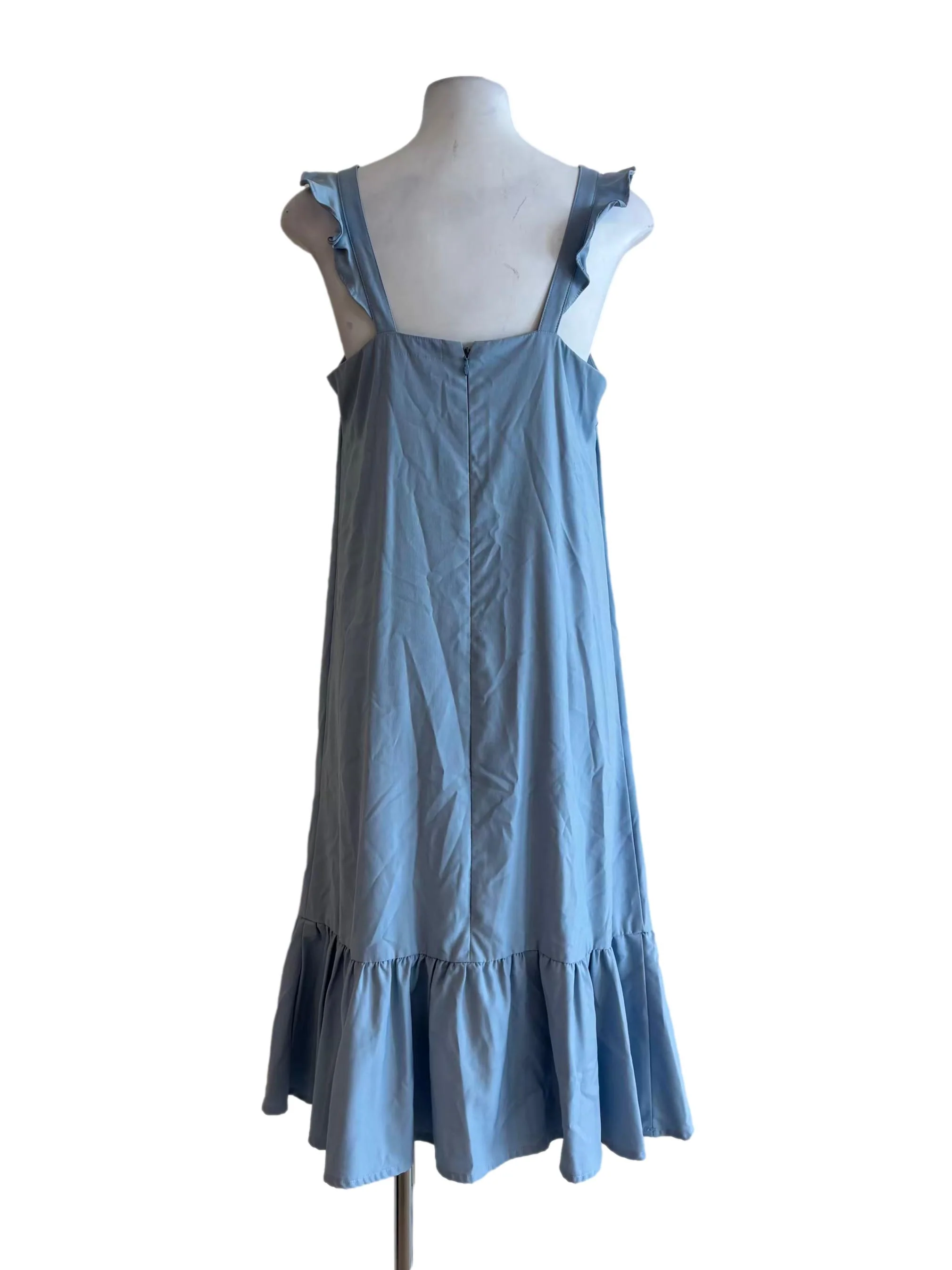 Baby Blue Ruffle Strap Drop Waist Dress - Image 2