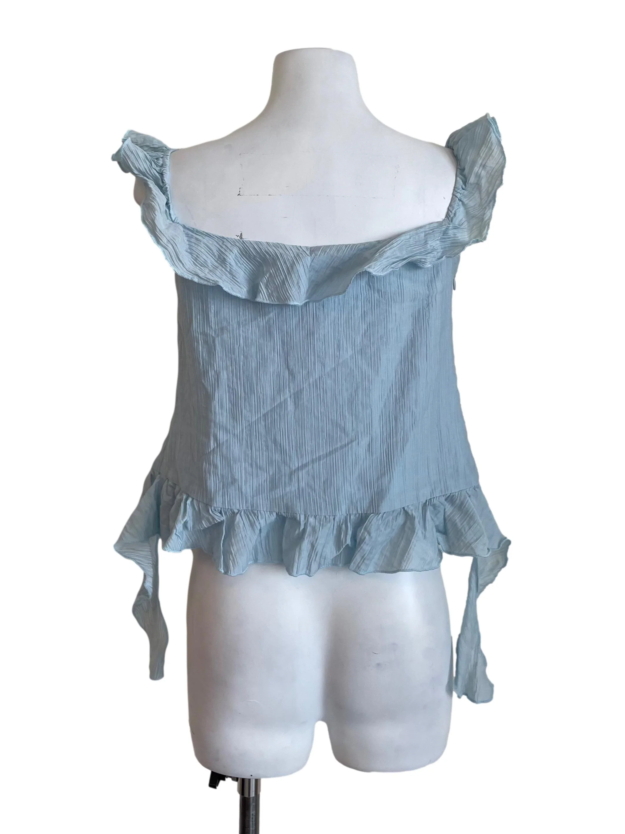 Baby Blue Ruffled Slit Camisole - Image 2