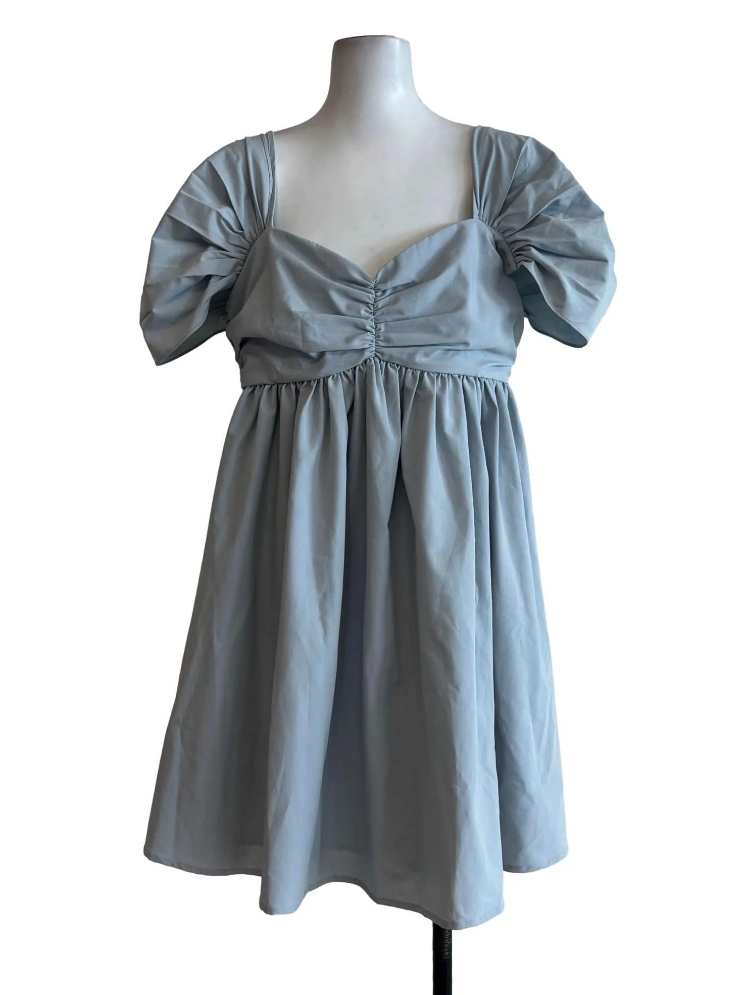 Baby Blue Scrunched Shoulder Dress