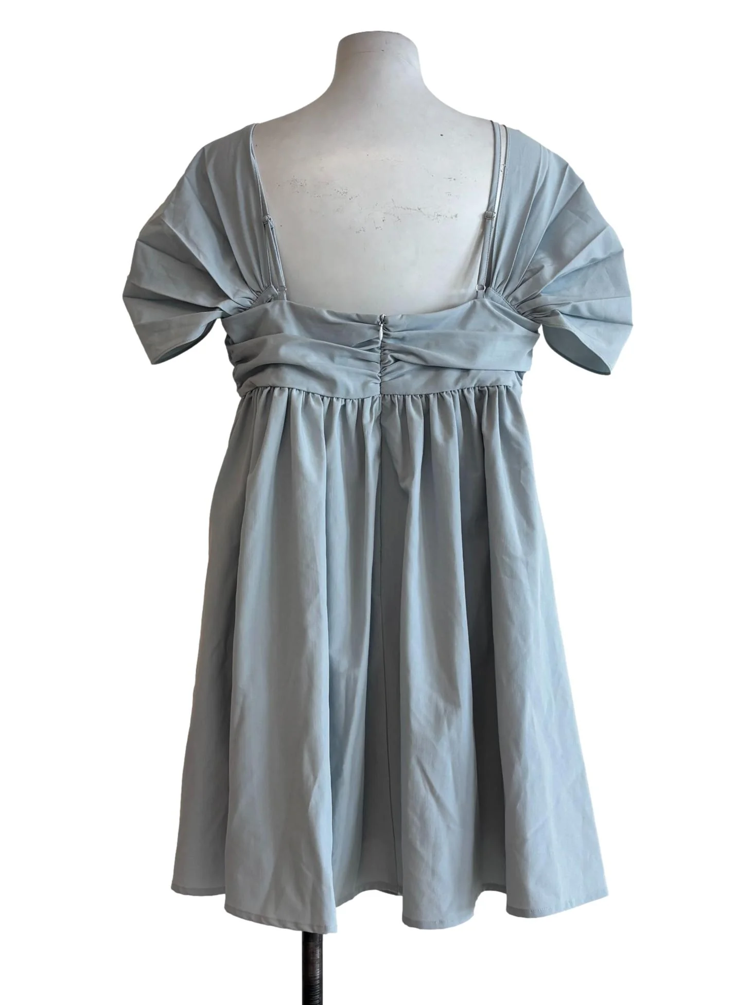 Baby Blue Scrunched Shoulder Dress - Image 2