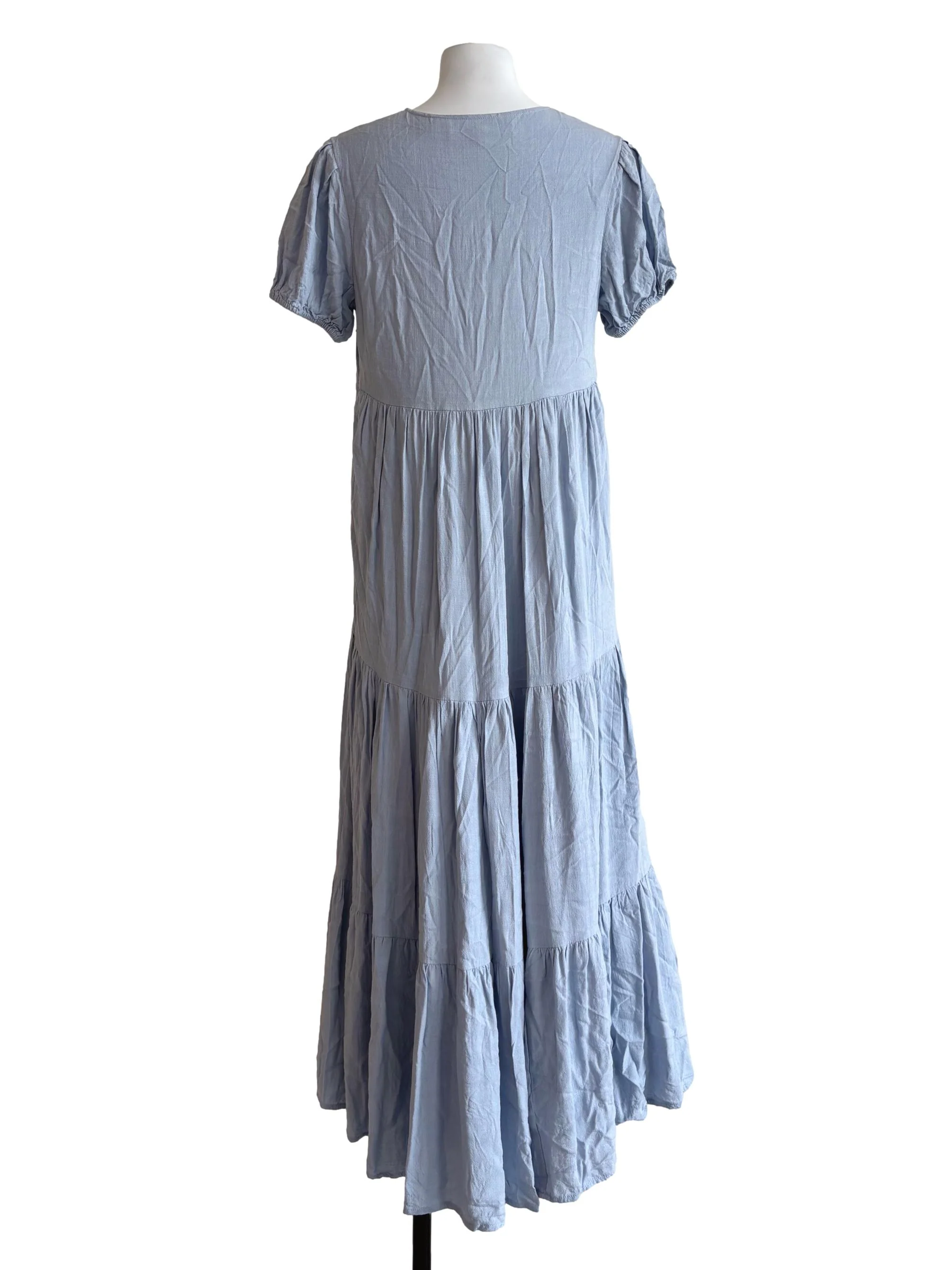 Baby Blue Short Sleeve Tier Dress - Image 2