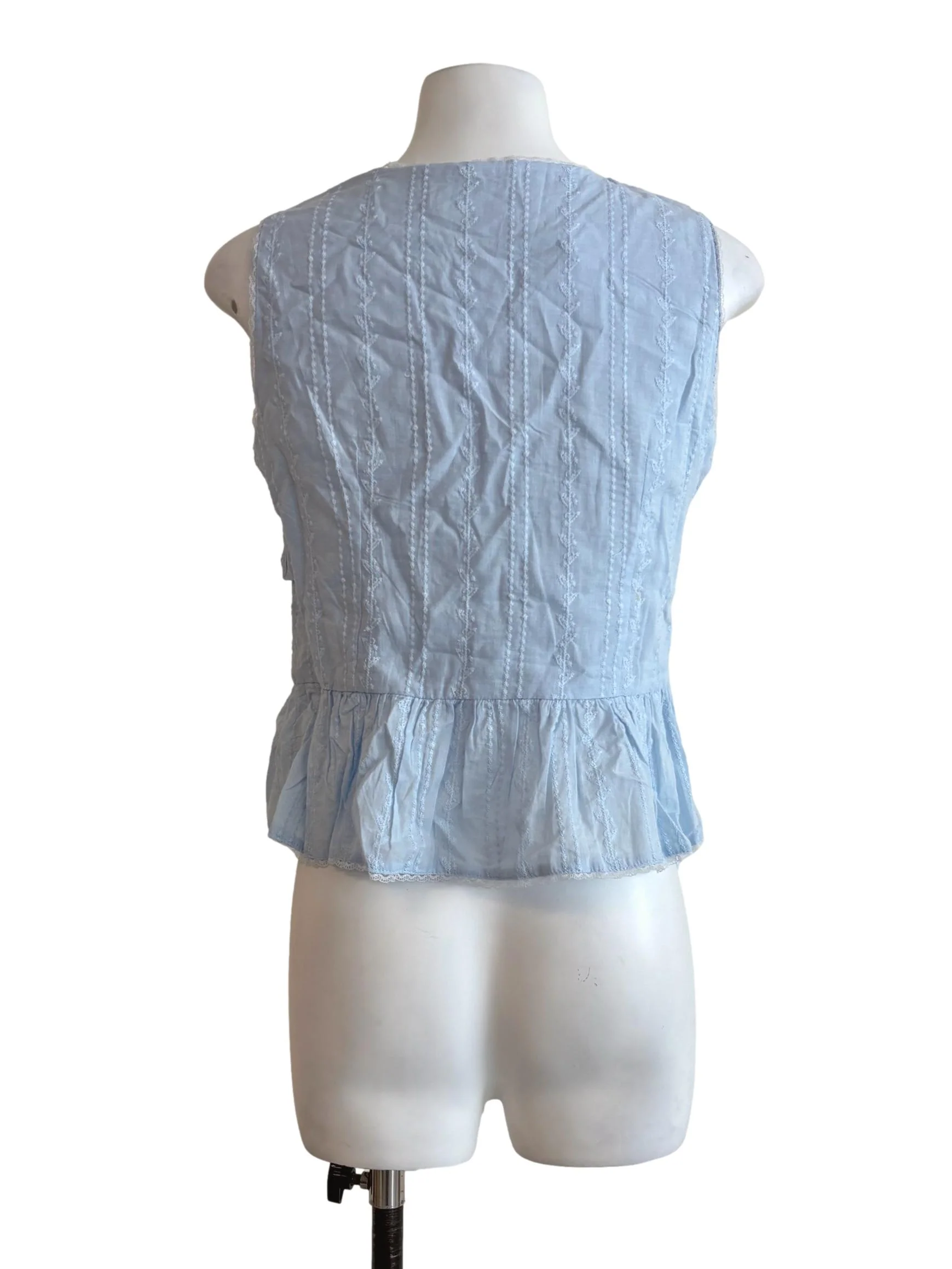 Baby Blue Sleeveless Cotton Top - Image 2