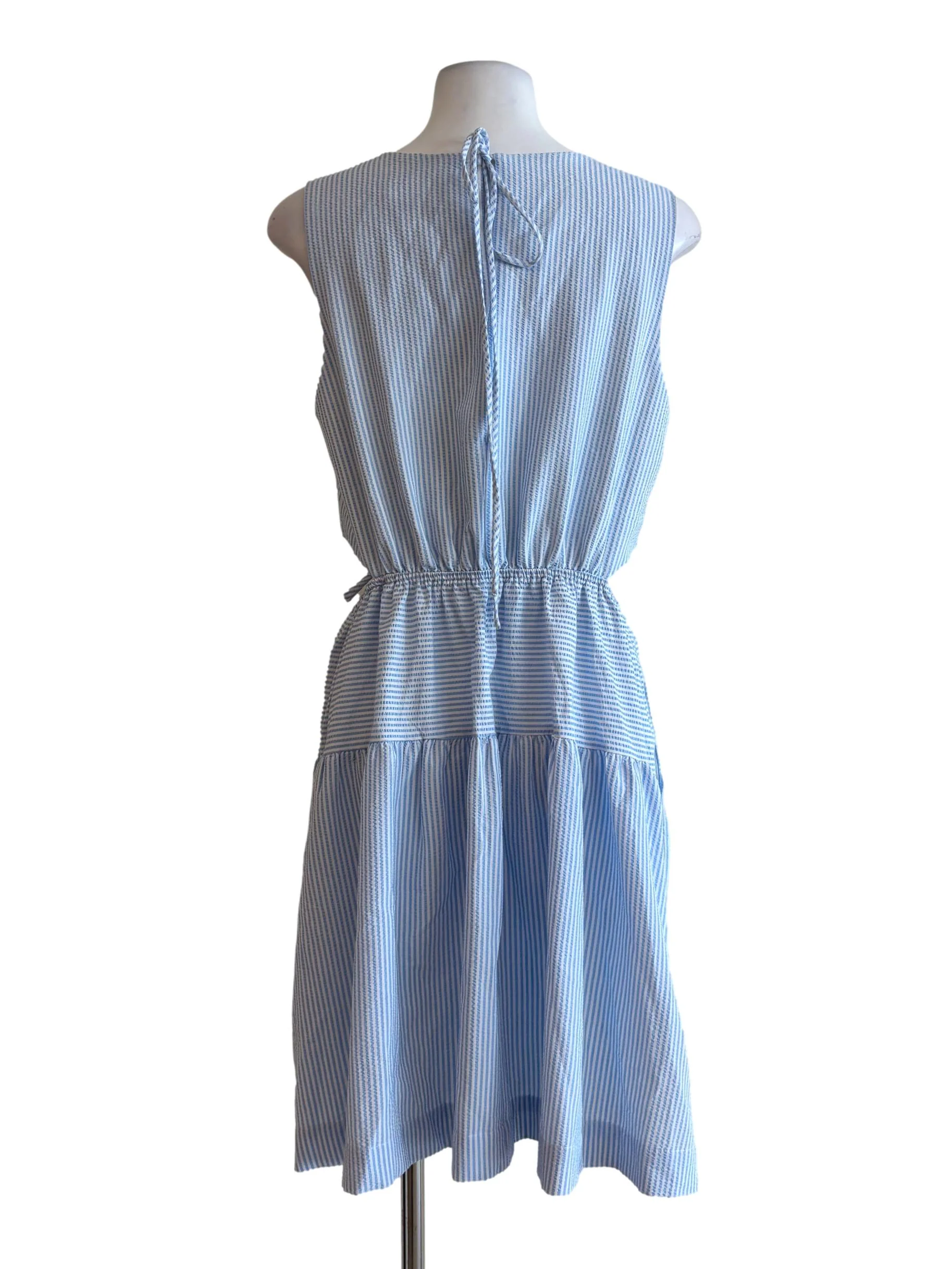 Baby Blue Sleeveless Striped Dress LB - Image 2