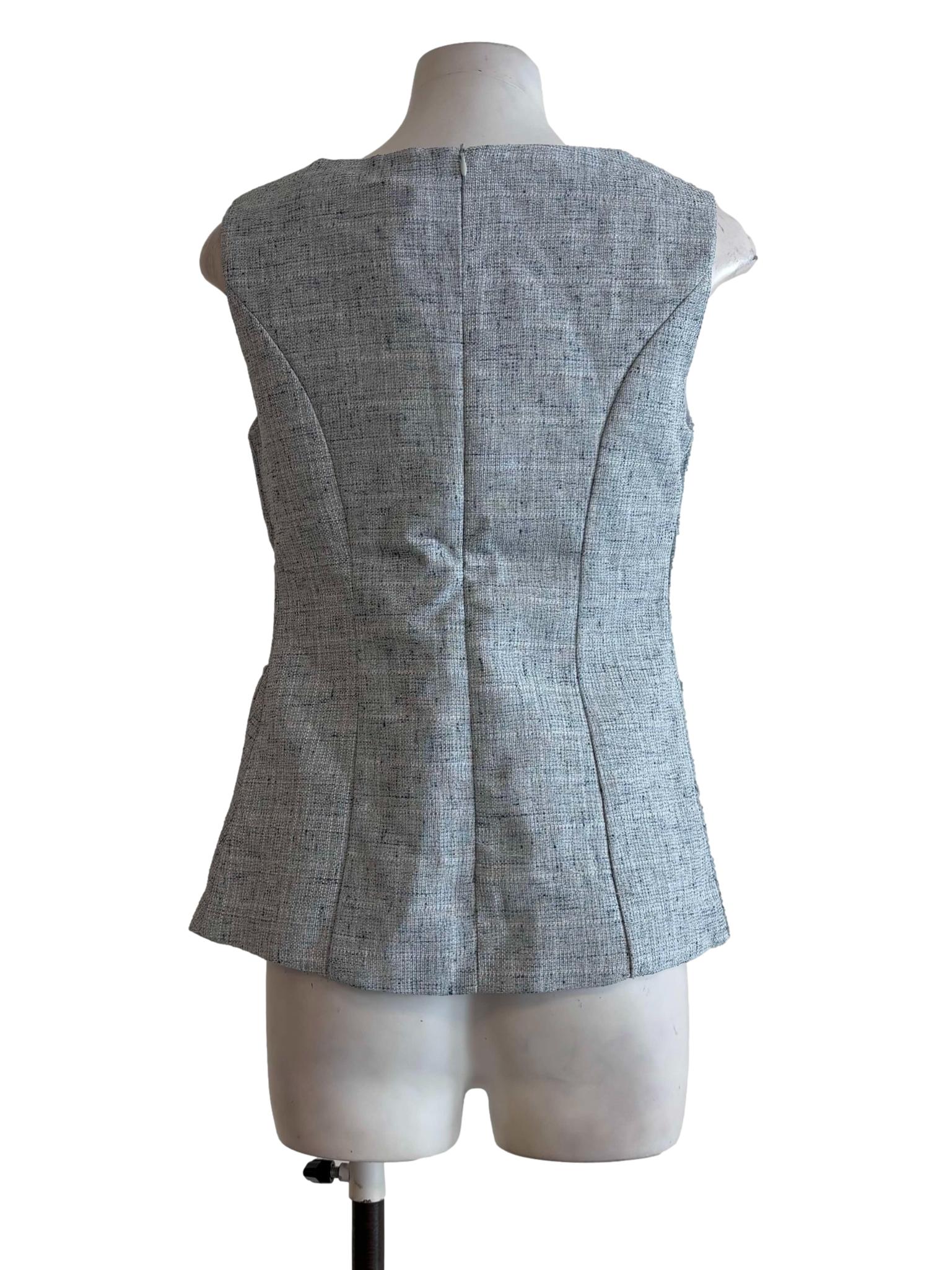 Baby Blue Sleeveless Tweed Top - Image 2