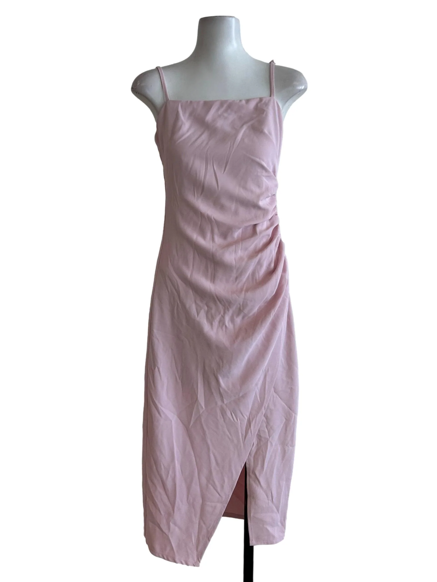 Baby Pink Slits Drape Dress