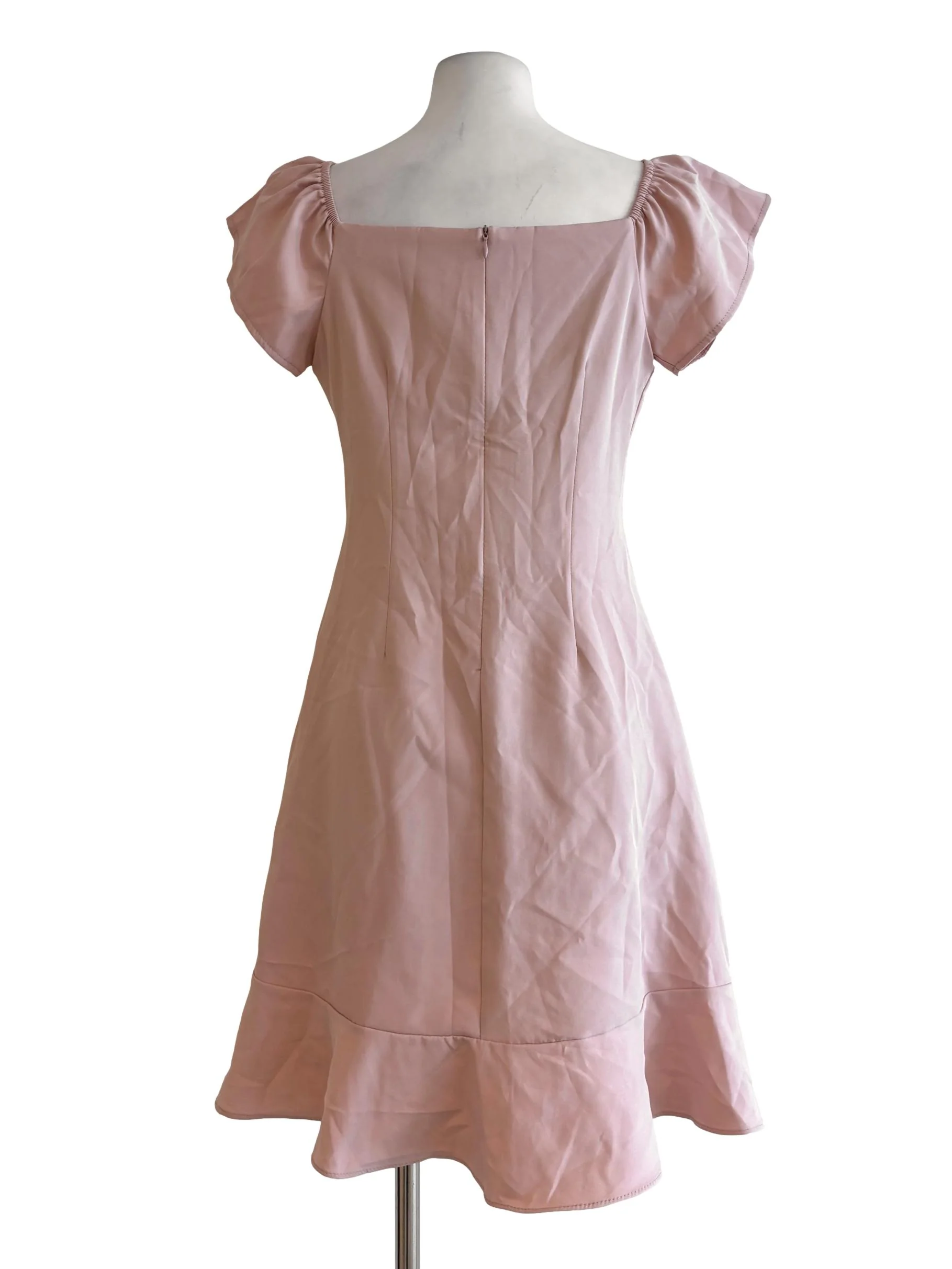 Baby Pink Cape Sleeve Ruffle Dress - Image 2