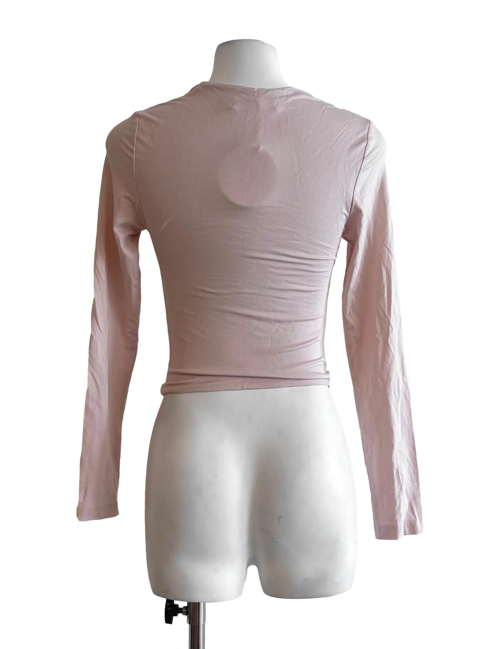 Baby Pink Fitted Long Sleeve Top - Image 2