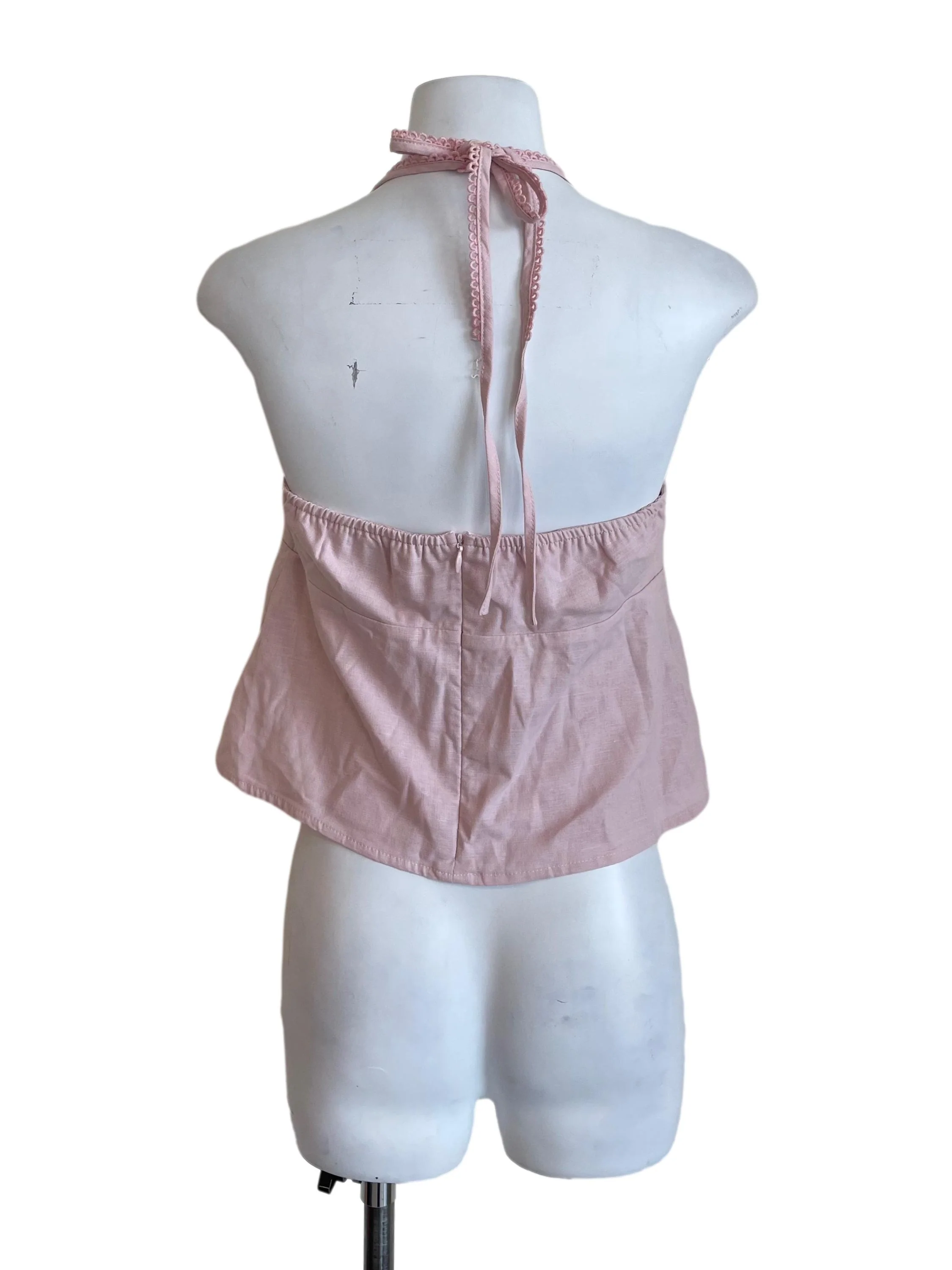 Baby Pink Lace Detail Babydoll Top - Image 2