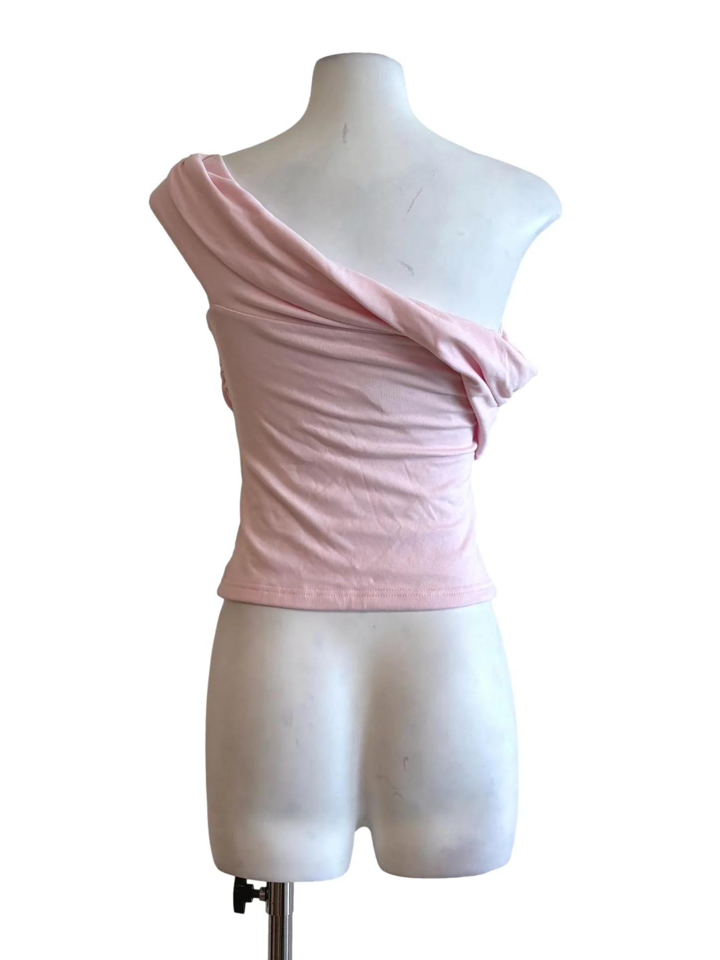 Baby Pink One Shoulder Padded Top - Image 2