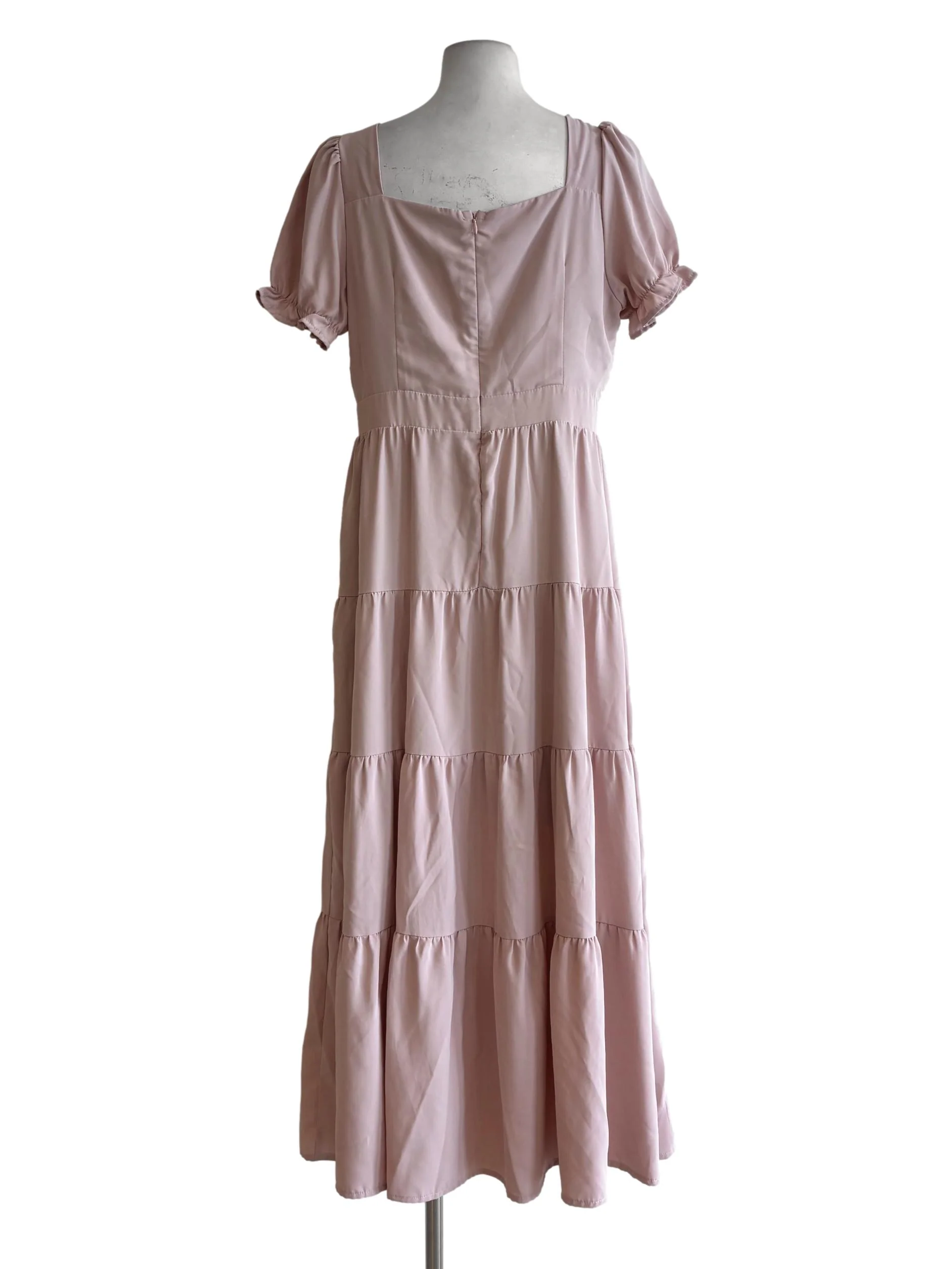 Baby Pink Short Sleeve A-Line Dress - Image 2