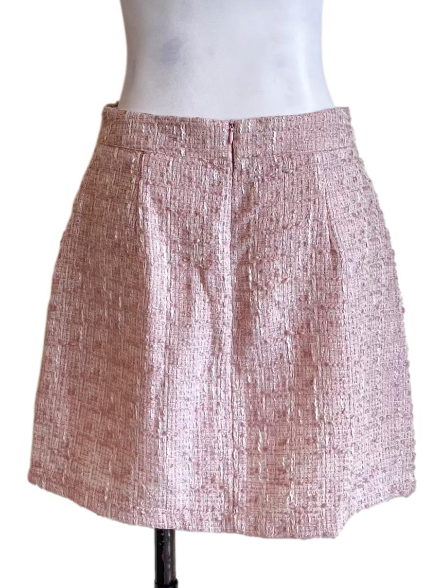Baby Pink Tweed Mini Skirt - Image 2