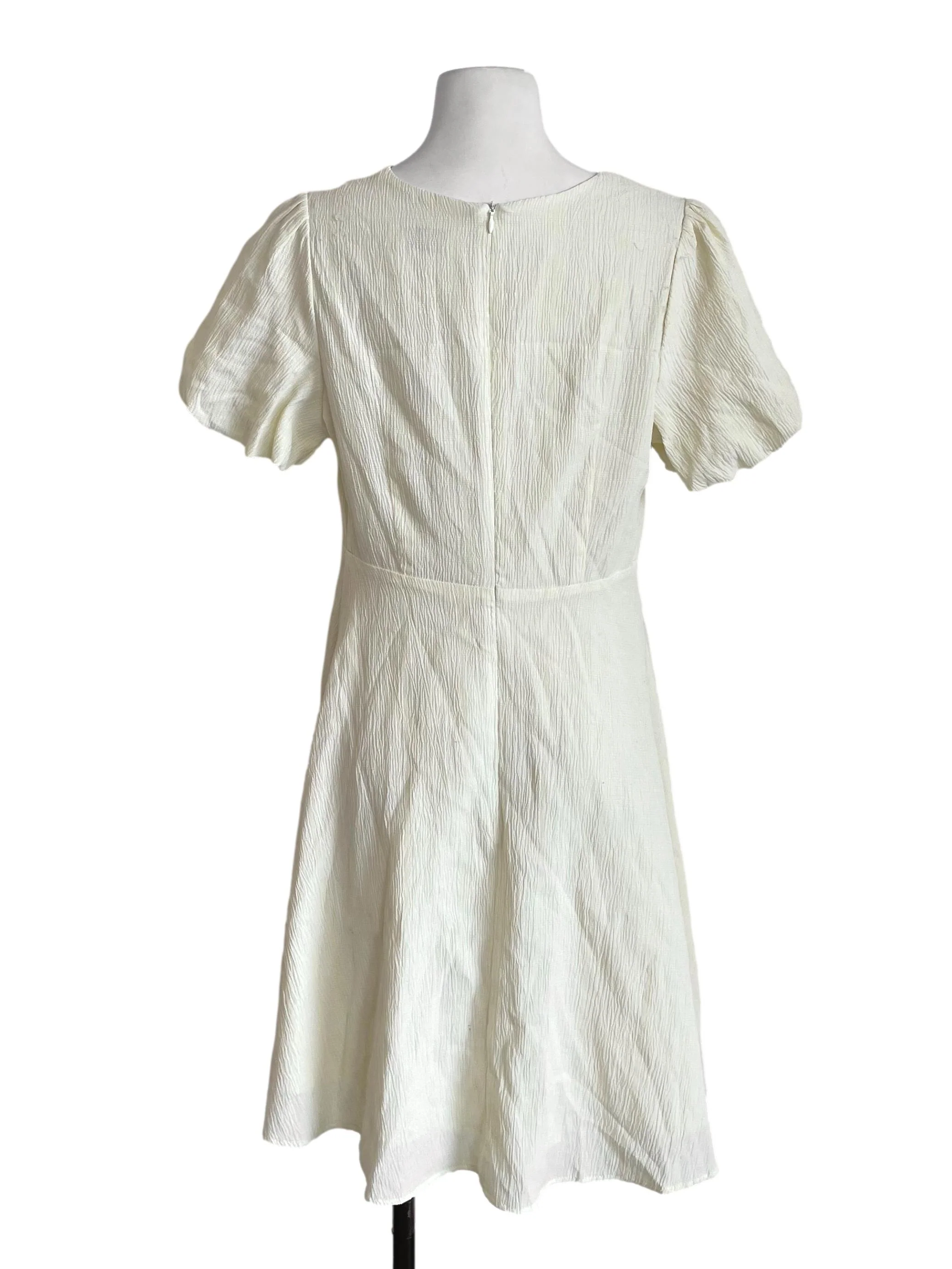Banana V Neck Puff Sleeves Dress - Image 2
