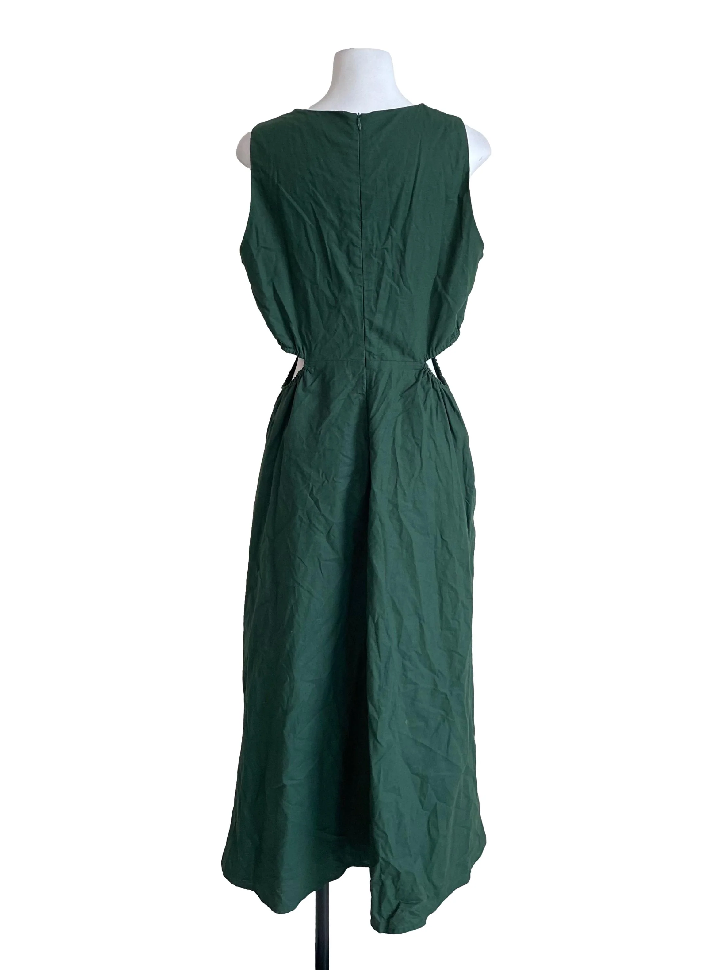Basil Green Cut Out Waist Bouffant Dress - Image 2