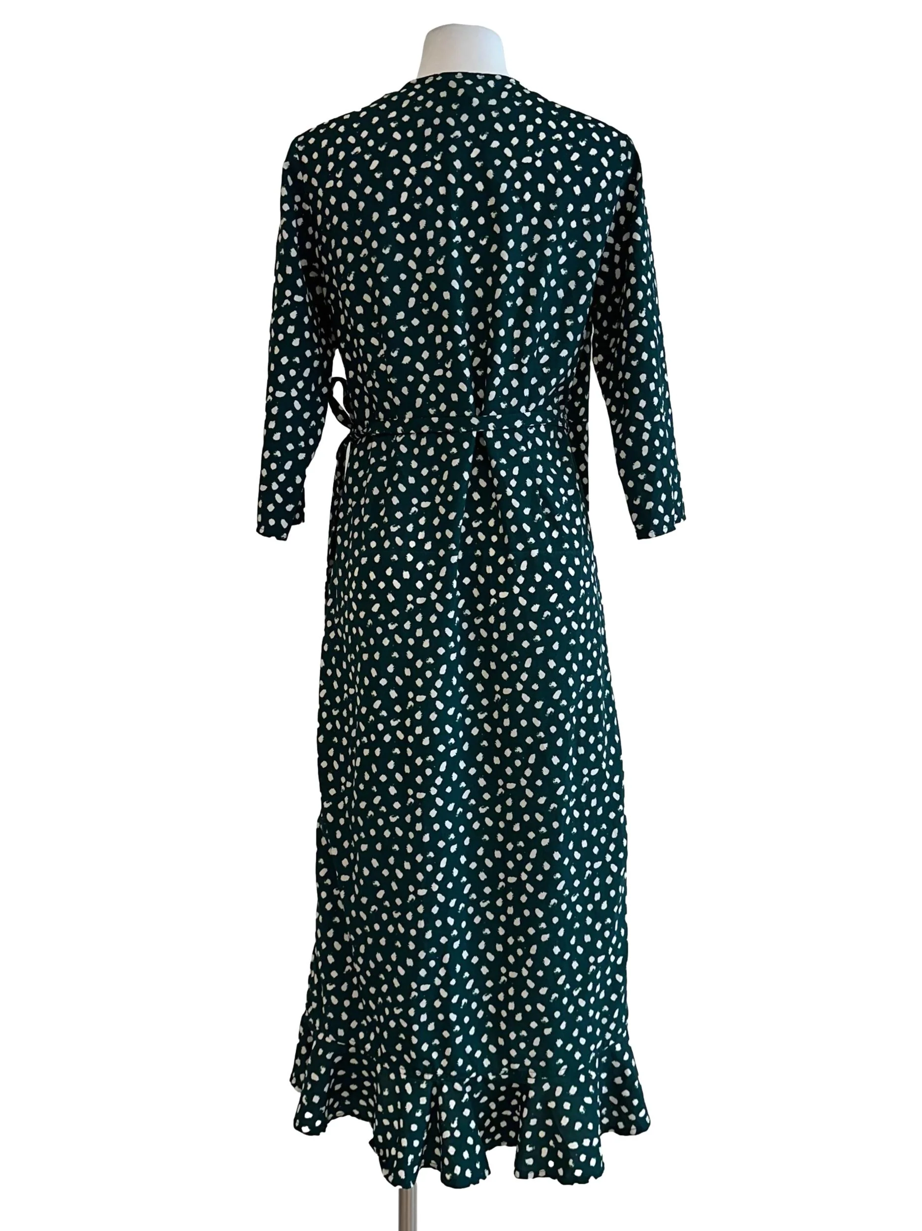 Basil Green Dots Wrap Dress - Image 2