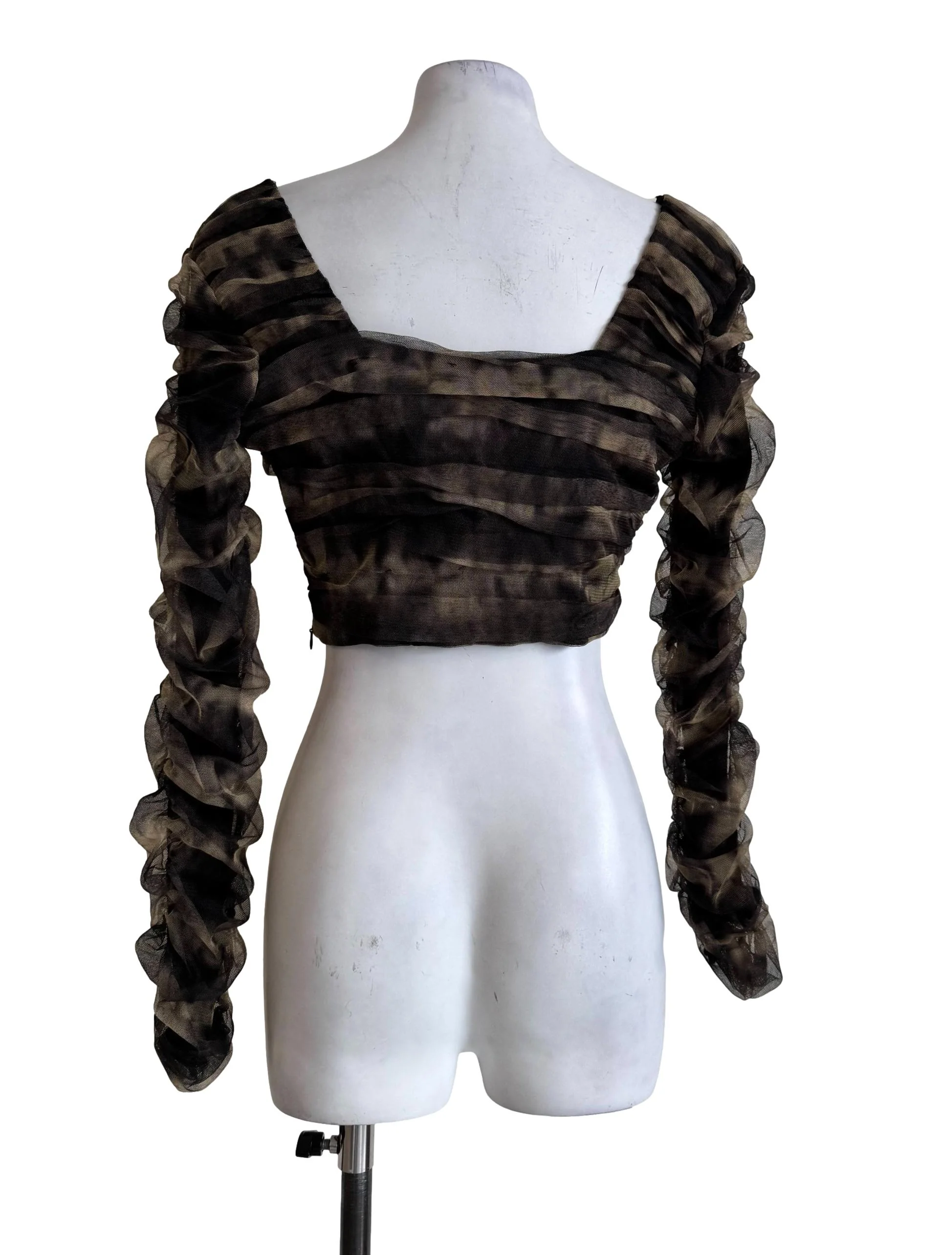 Bee Stripes Long Sleeve Crop Top - Image 2