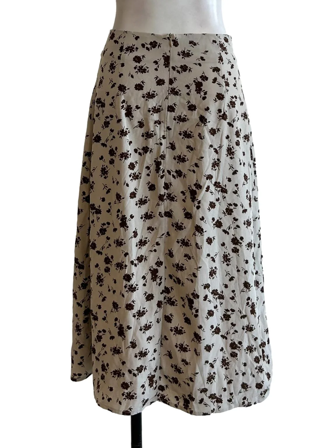 Beige And Brown Floral A-Line Skirt - Image 2