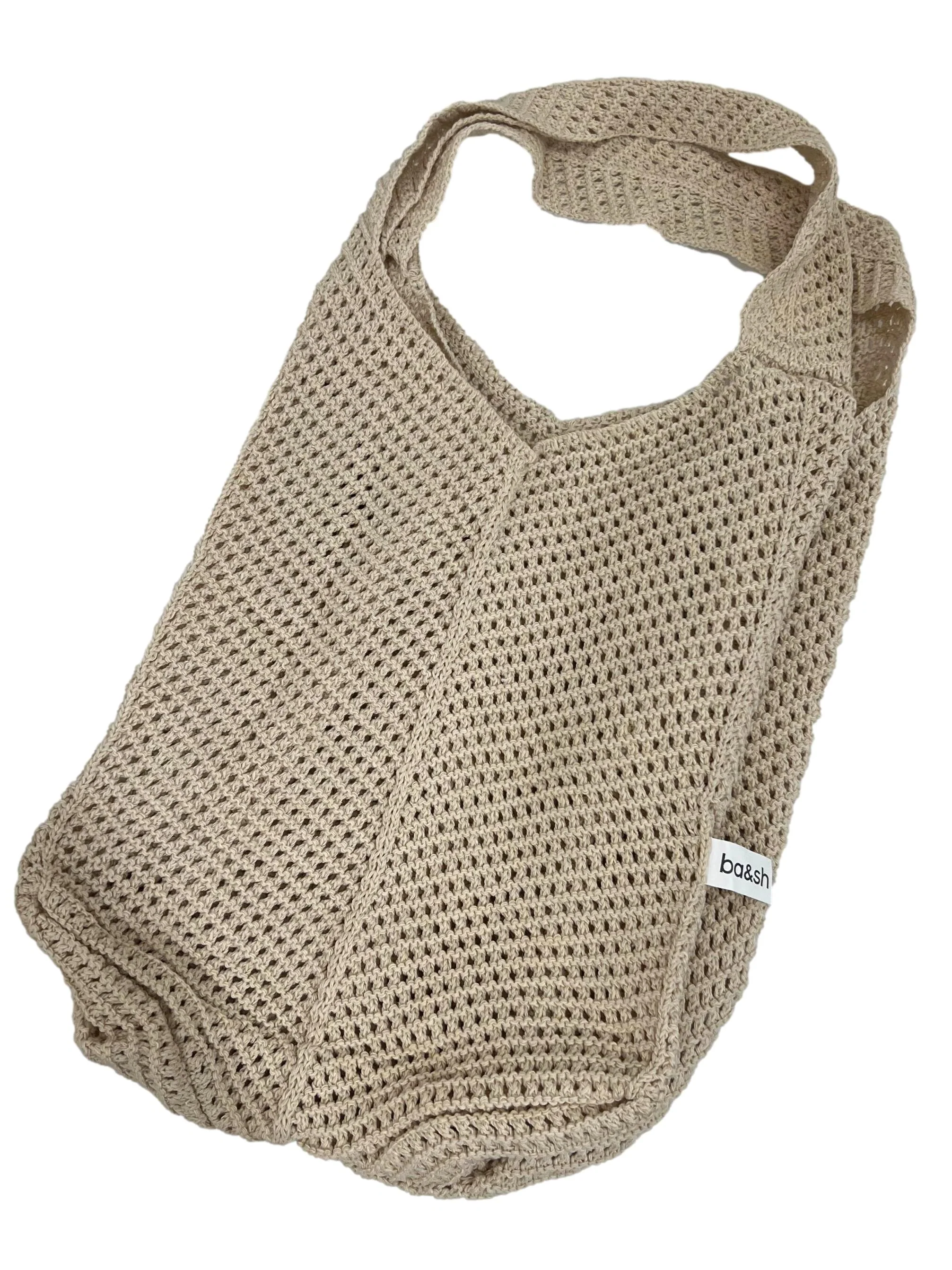 Beige Aro Crochet Tote Bag
