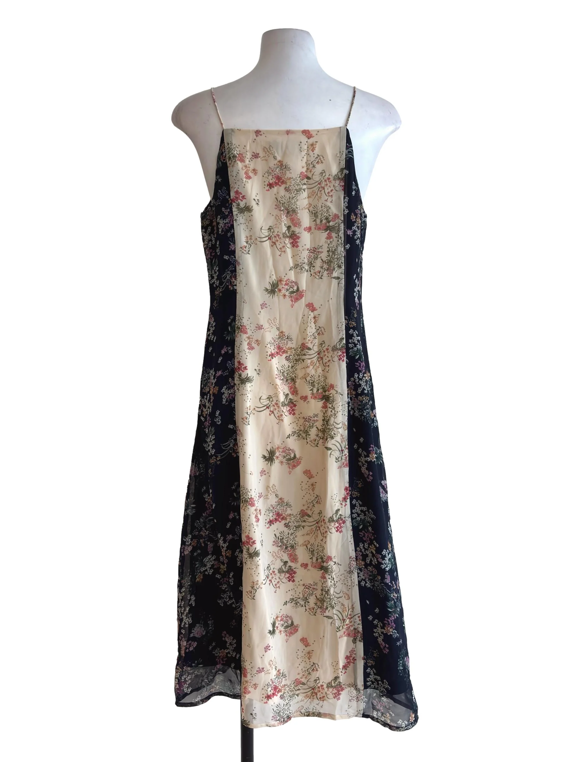 Beige Blue Floral Slip Midi Dress TCL - Image 2