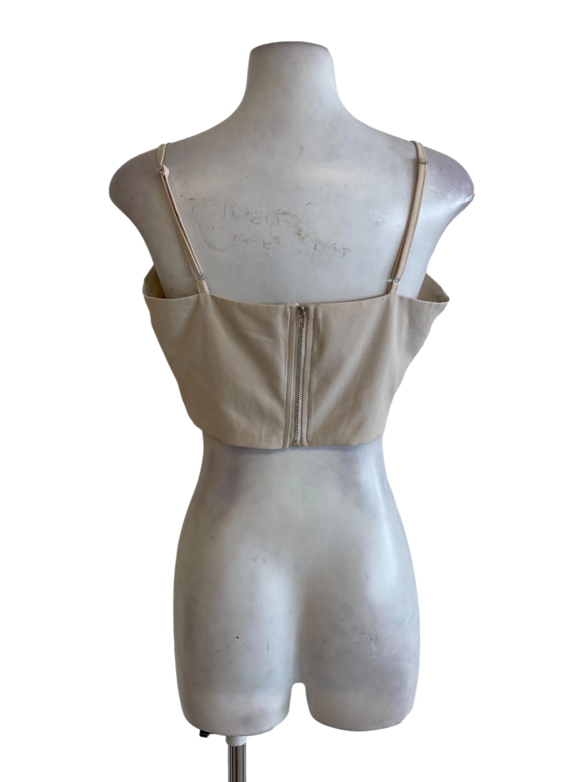 Beige Bone Spaghetti Strap Crop Top - Image 2