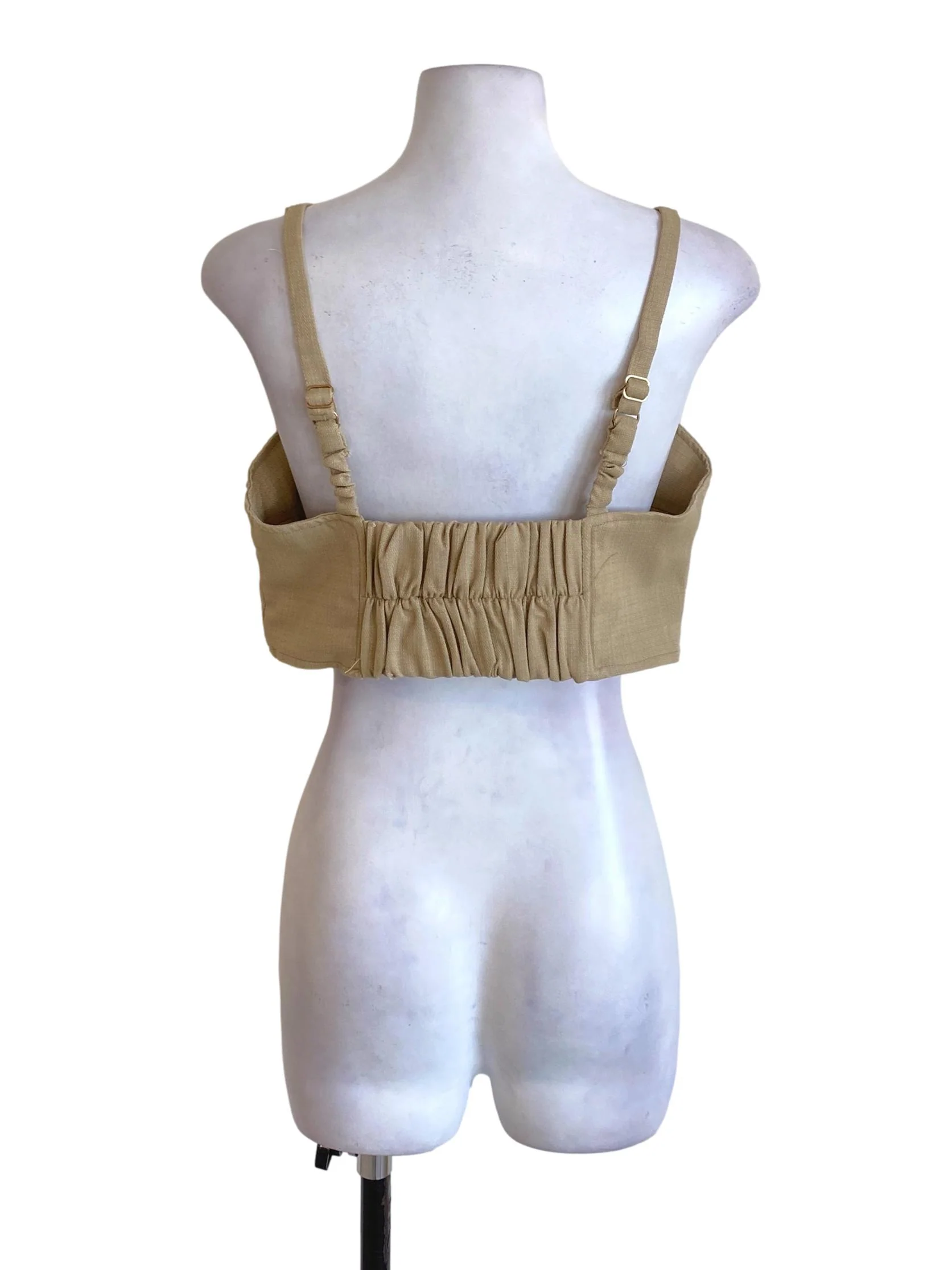 Beige Brown Sweetheart Cropped Top - Image 2