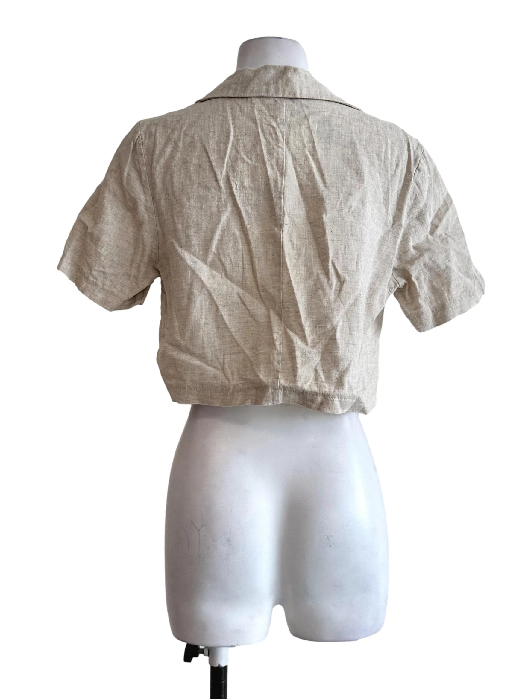 Beige Collar Button Top TEM - Image 2