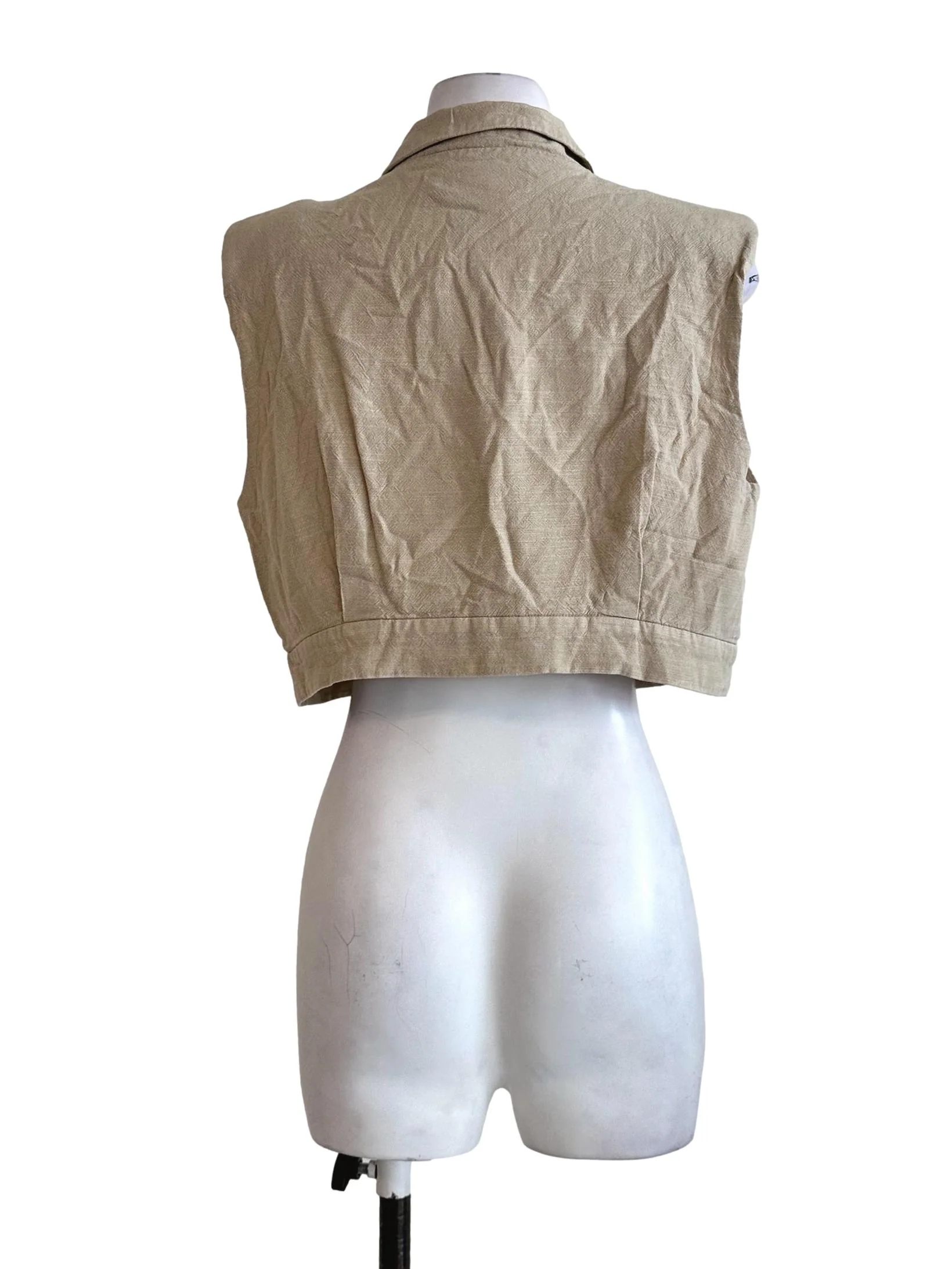 Beige Collar Button Top LB - Image 2